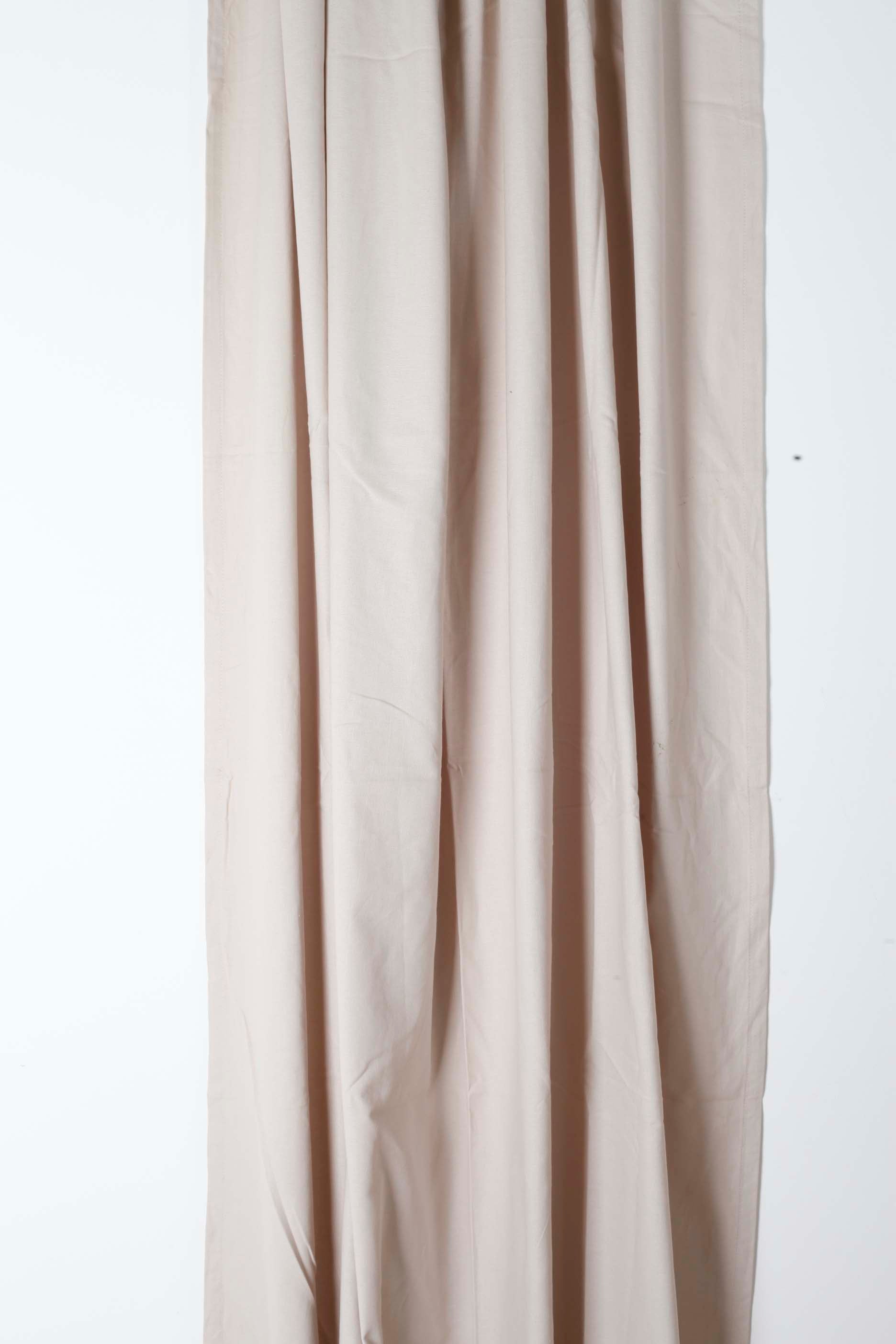 Beige Fabric Curtains 1 Pair