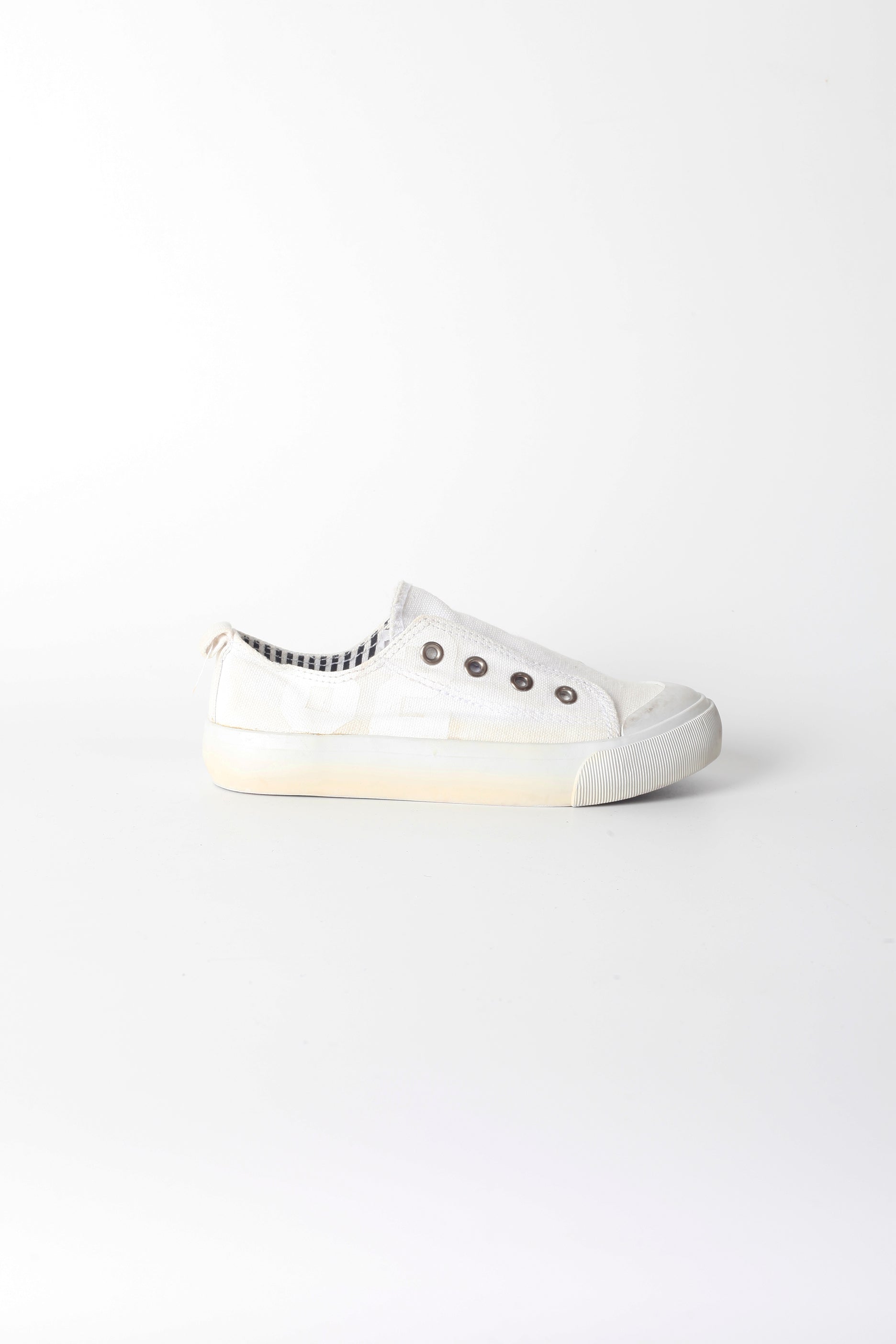 Kids White Lace-Less Sneaker