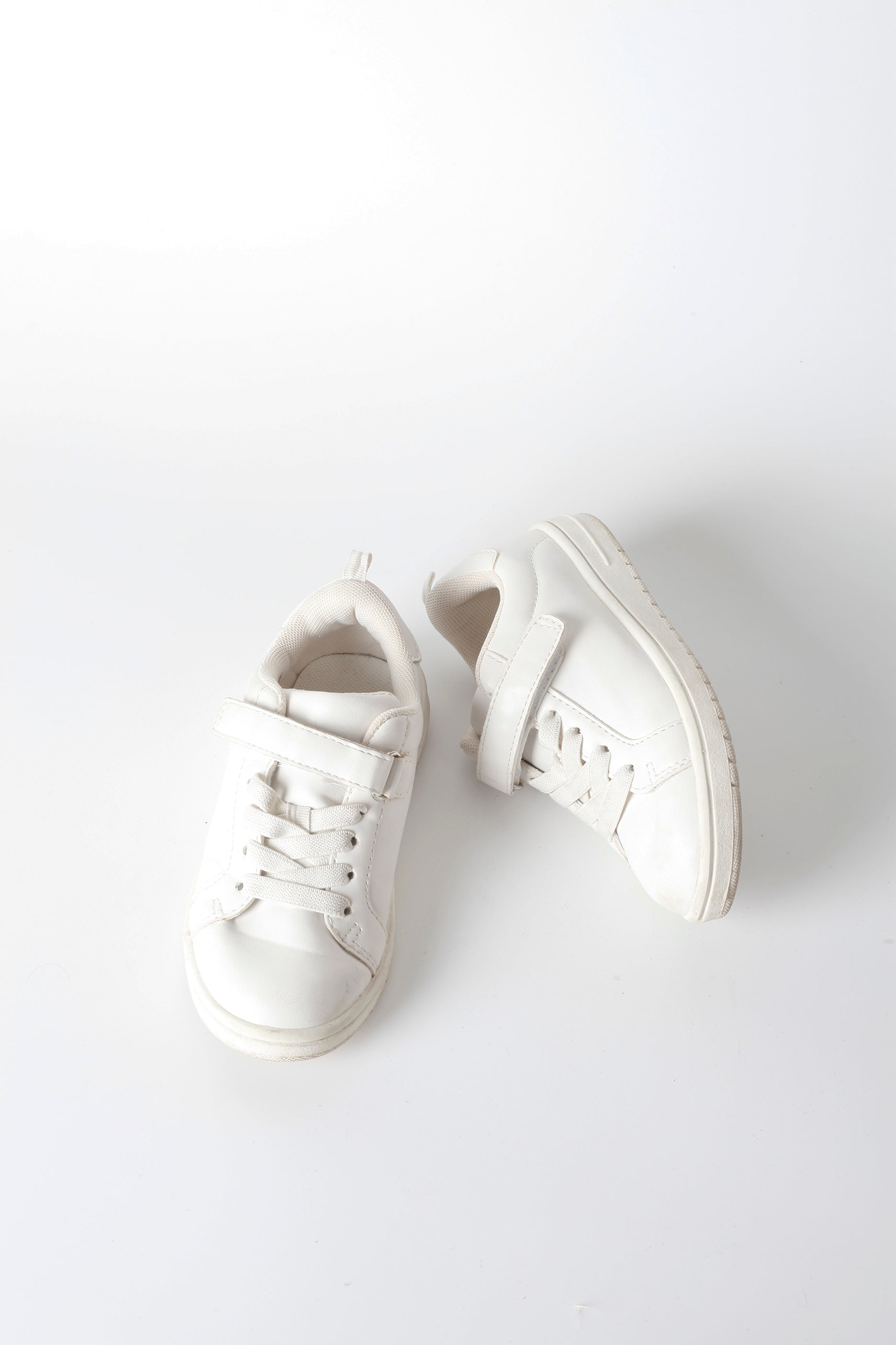 Kids White Sneaker with Velcro Strap