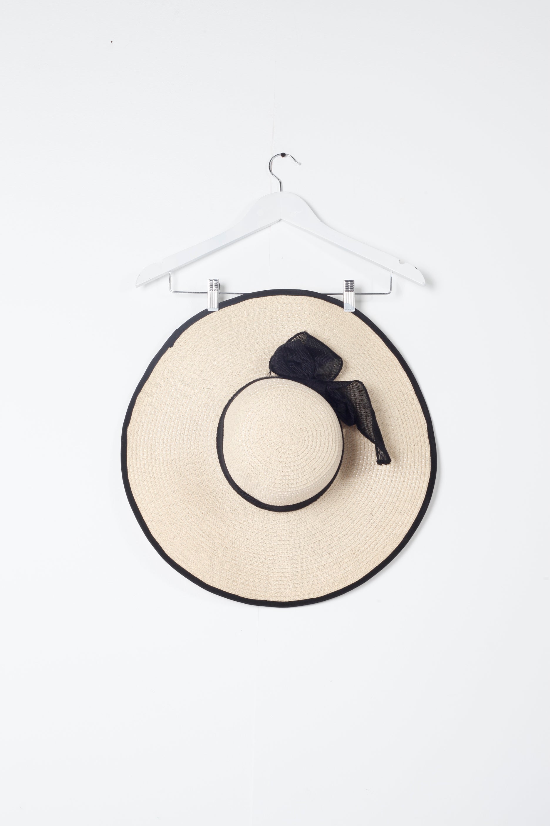 Large Straw Sun Hat with Black Bow