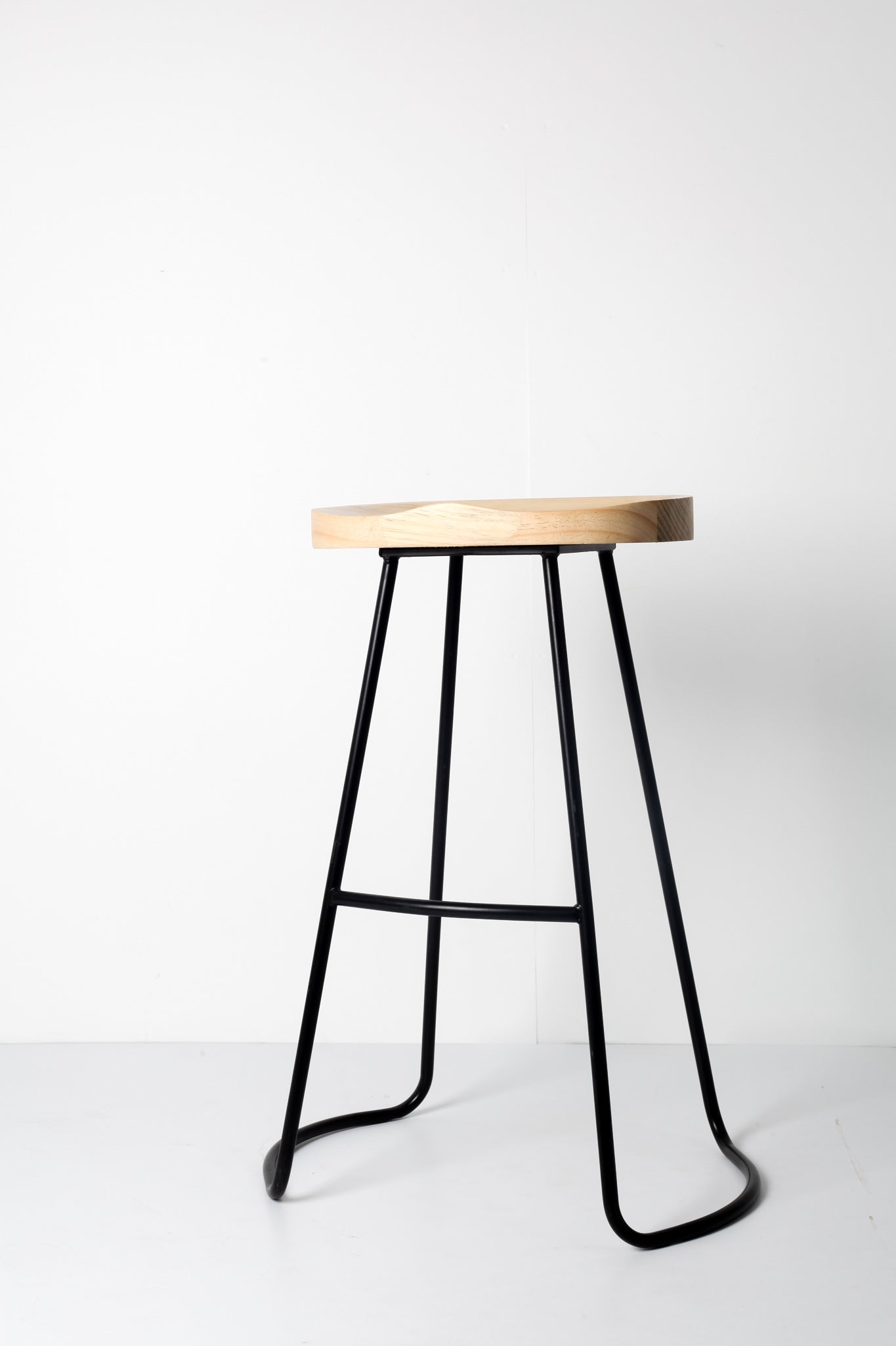 Light Wood Bar Stool Black Metal Legs