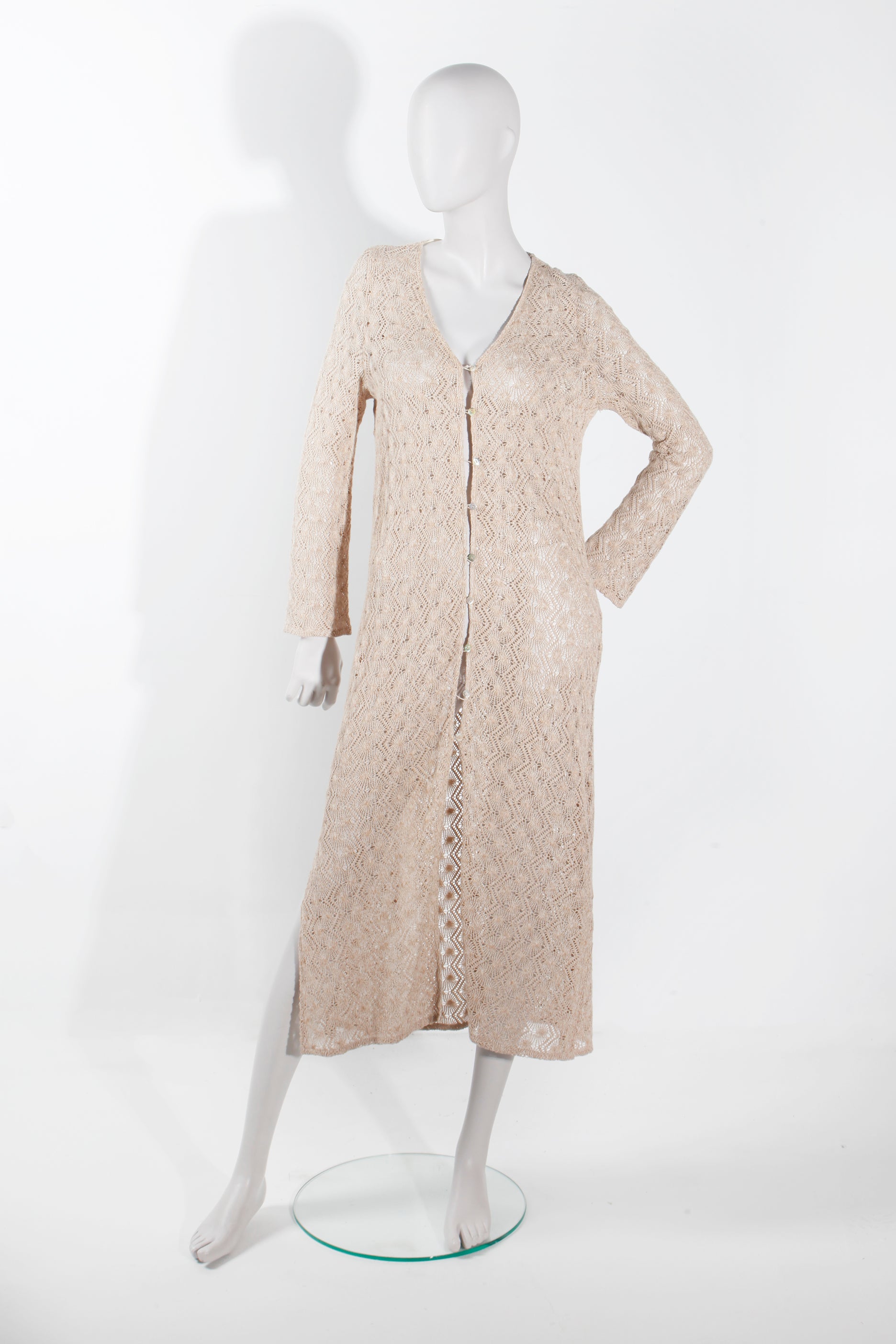 Beige Knit Beach Kaftan