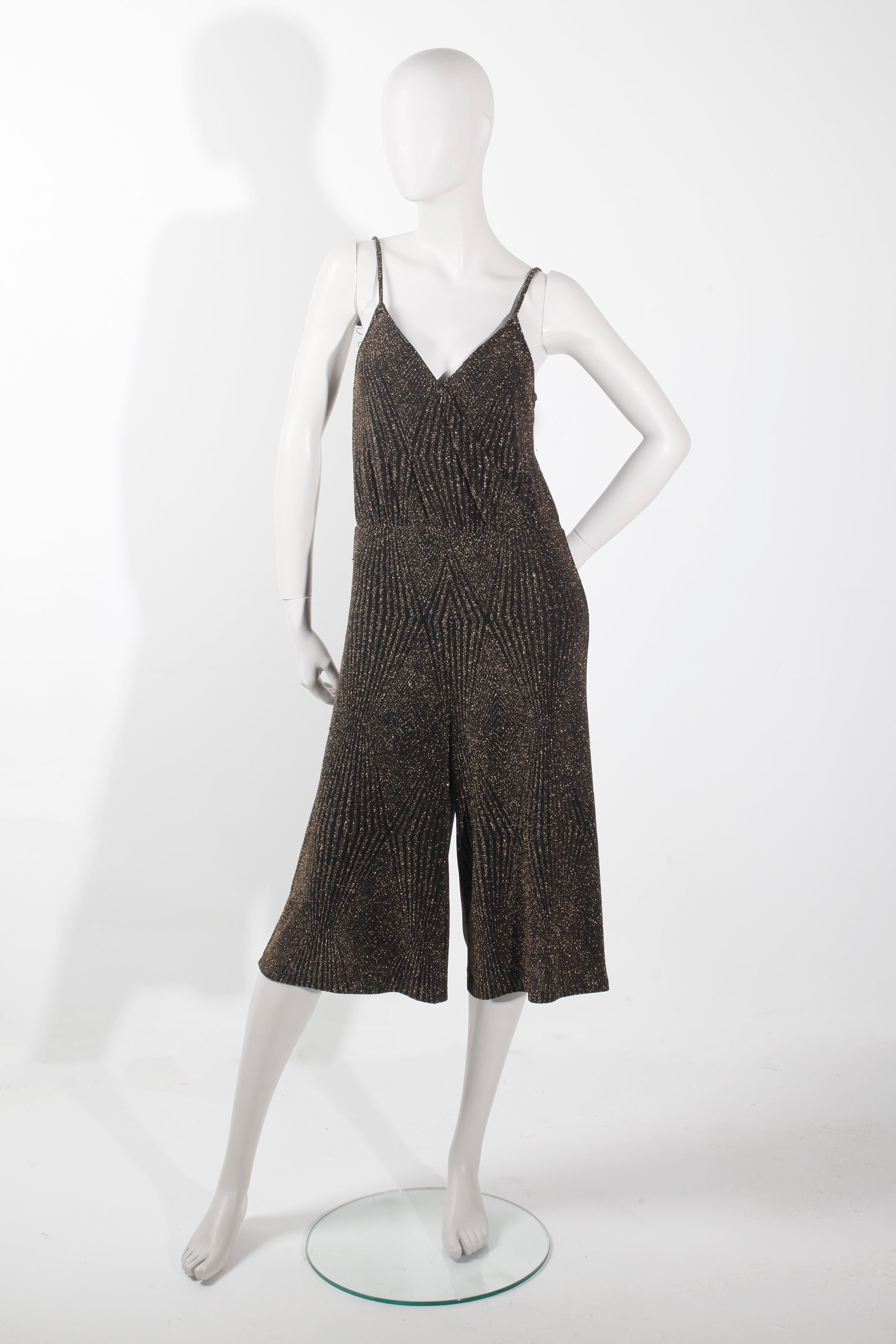 Black and Gold Lurex Jumpsuit (Eu38)