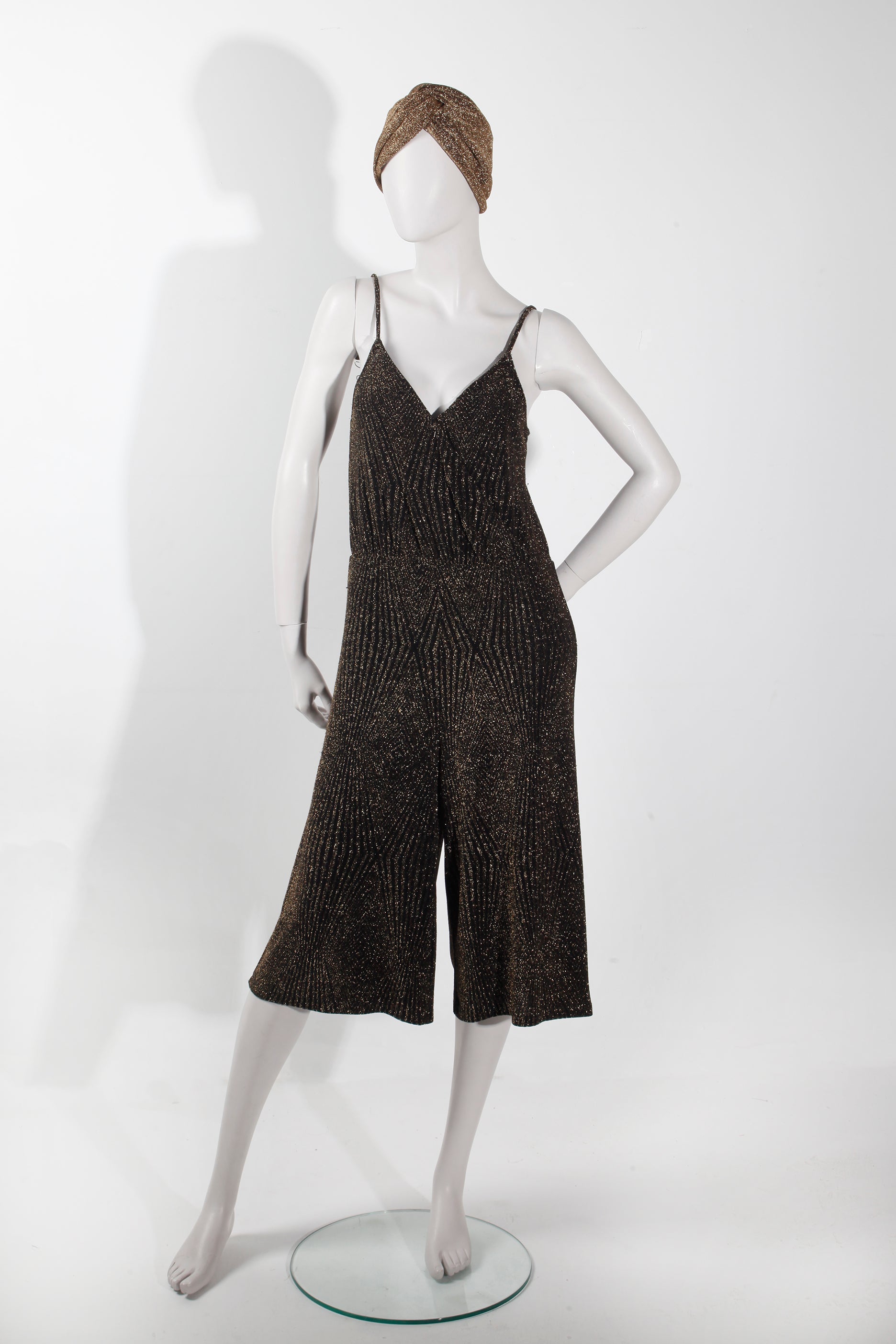 Black and Gold Lurex Jumpsuit (Eu38)