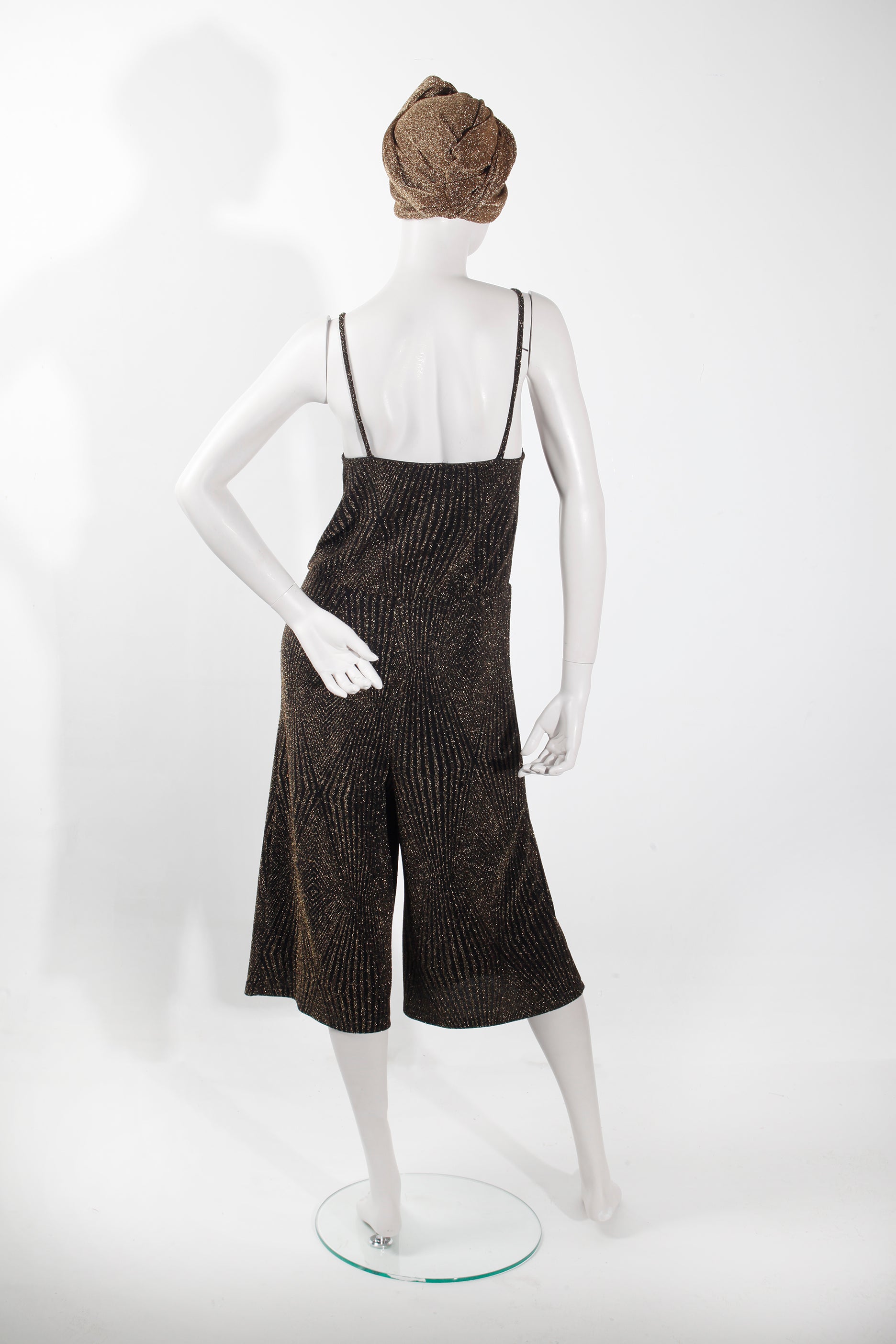 Black and Gold Lurex Jumpsuit (Eu38)