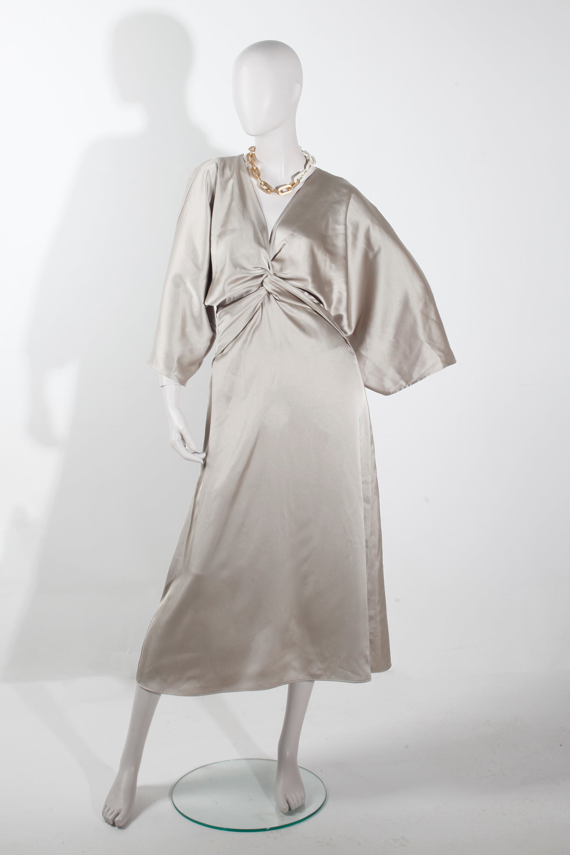 Silver Long-Sleeved Satin Dress (Eu36)