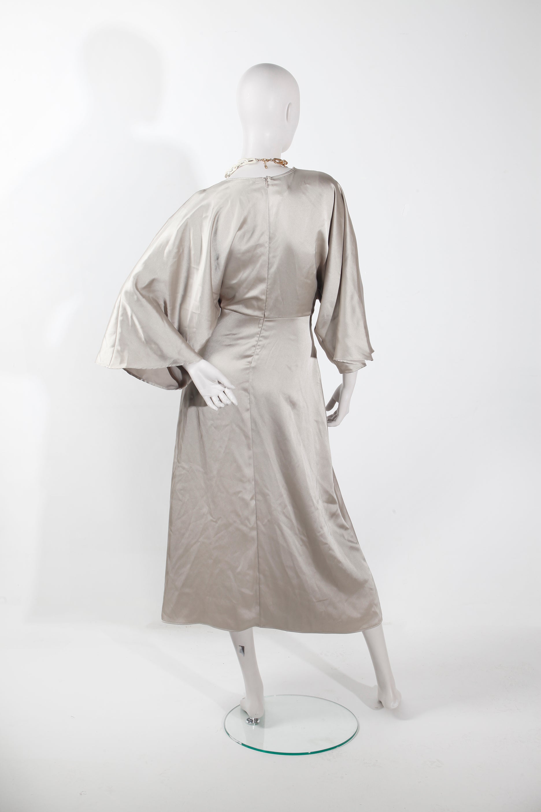 Silver Long-Sleeved Satin Dress (Eu36)