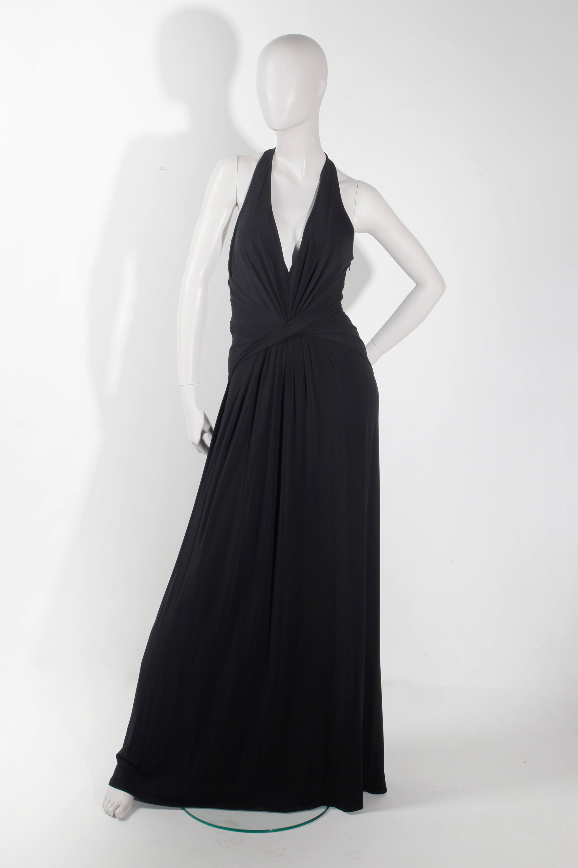 Long Black Halterneck Halston Gown (Eu38)