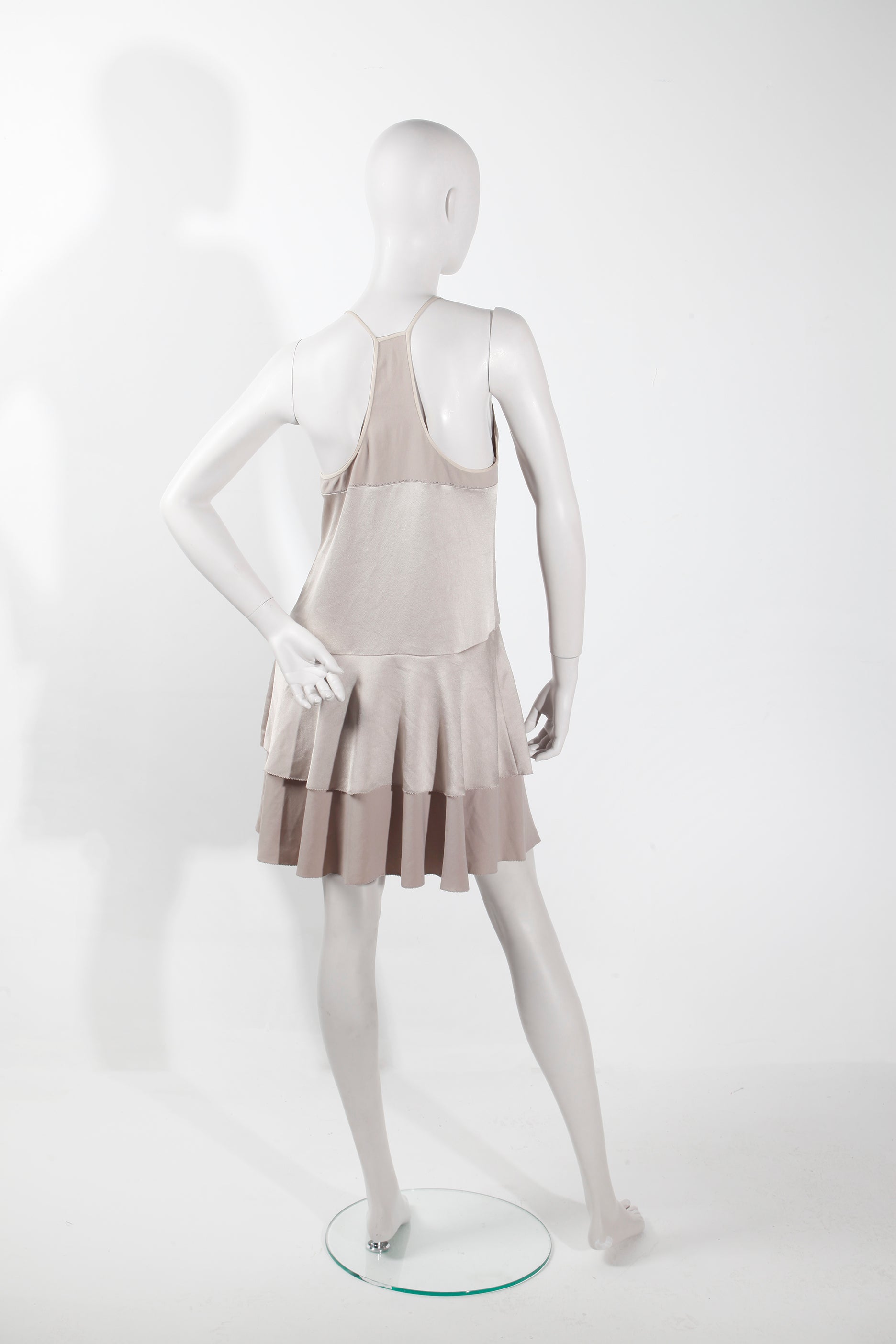Halston Silver Satin Mini Dress (Eu36-38)