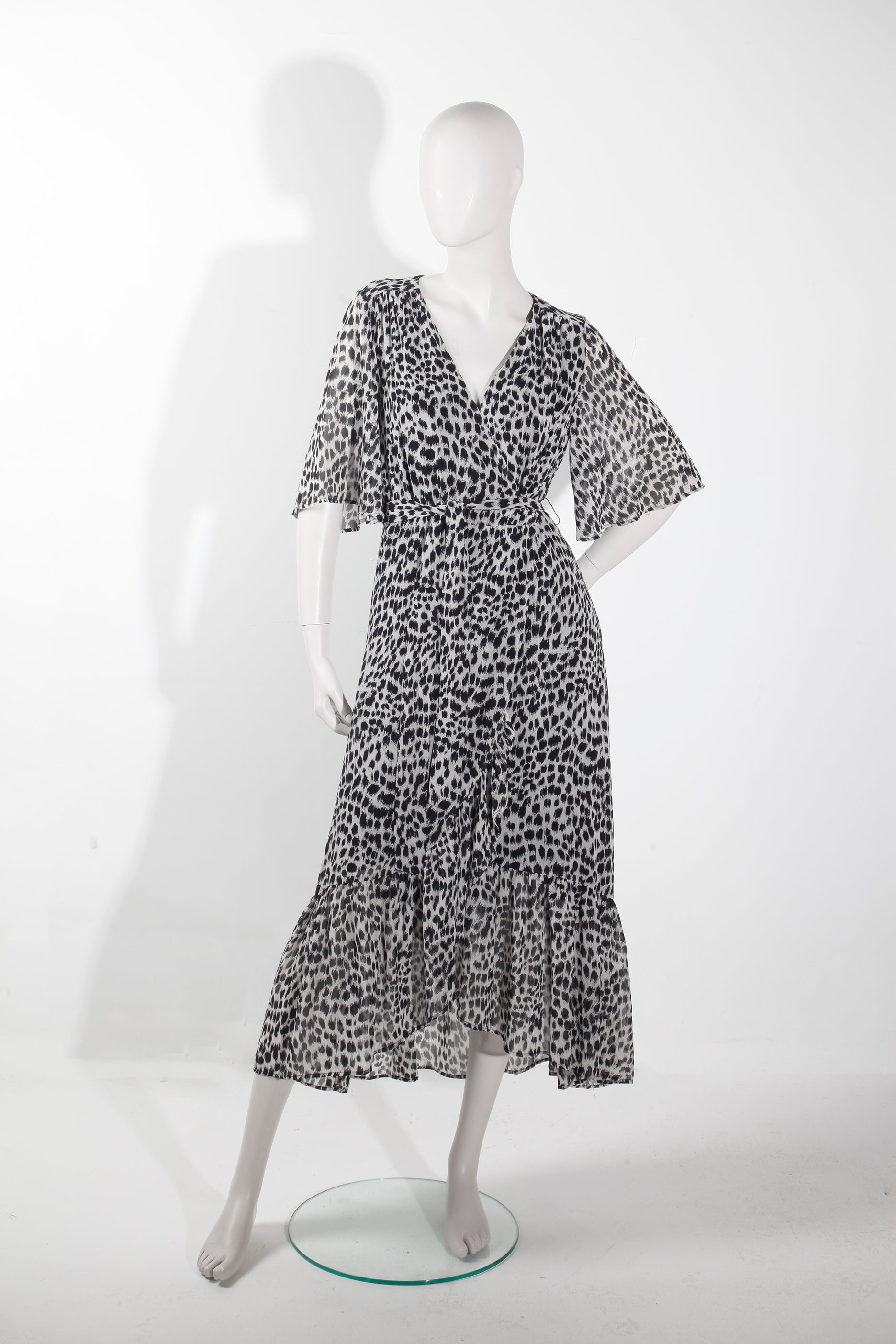Mango Leopard Print Maxi Wrap Dress
