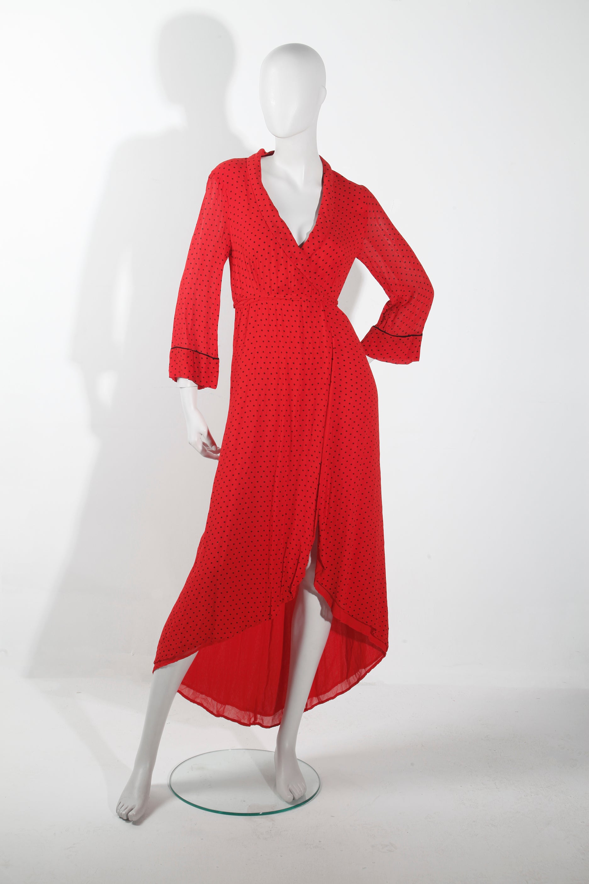 Ganni Red Polka Dot Wrap Dress (Eu38)
