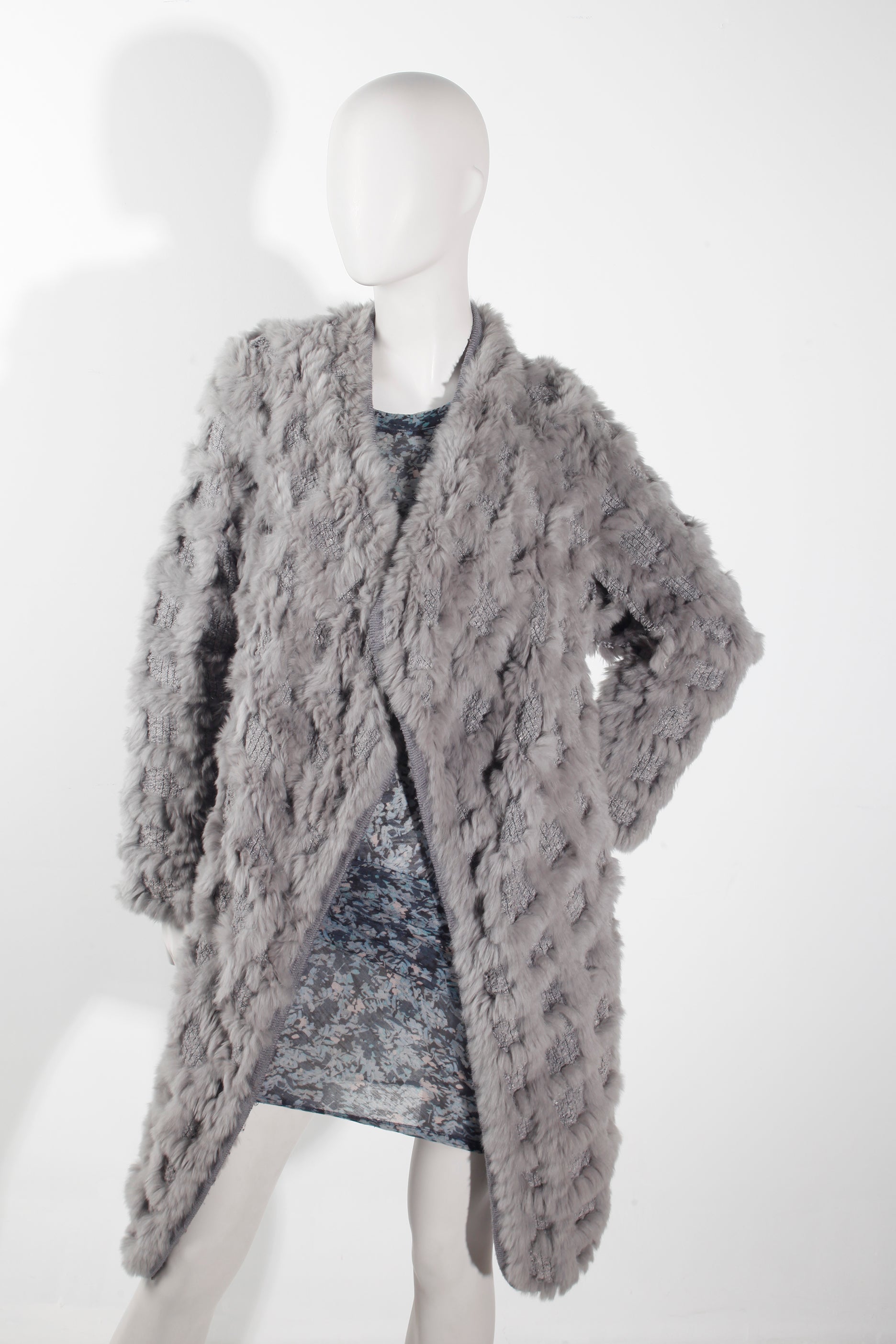 Grey Fur Wrap Coat