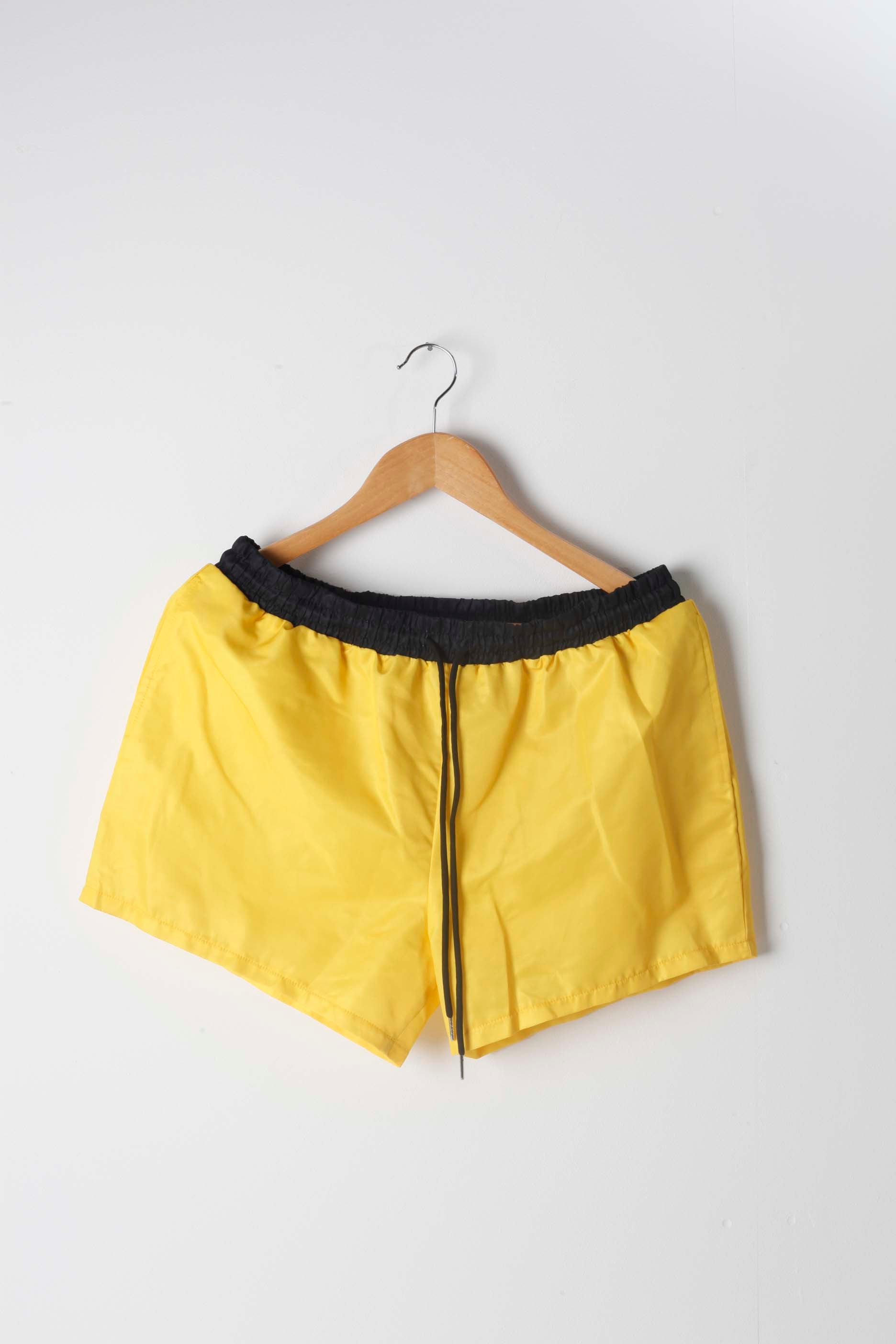 Yellow Swim Shorts with Black Waistband