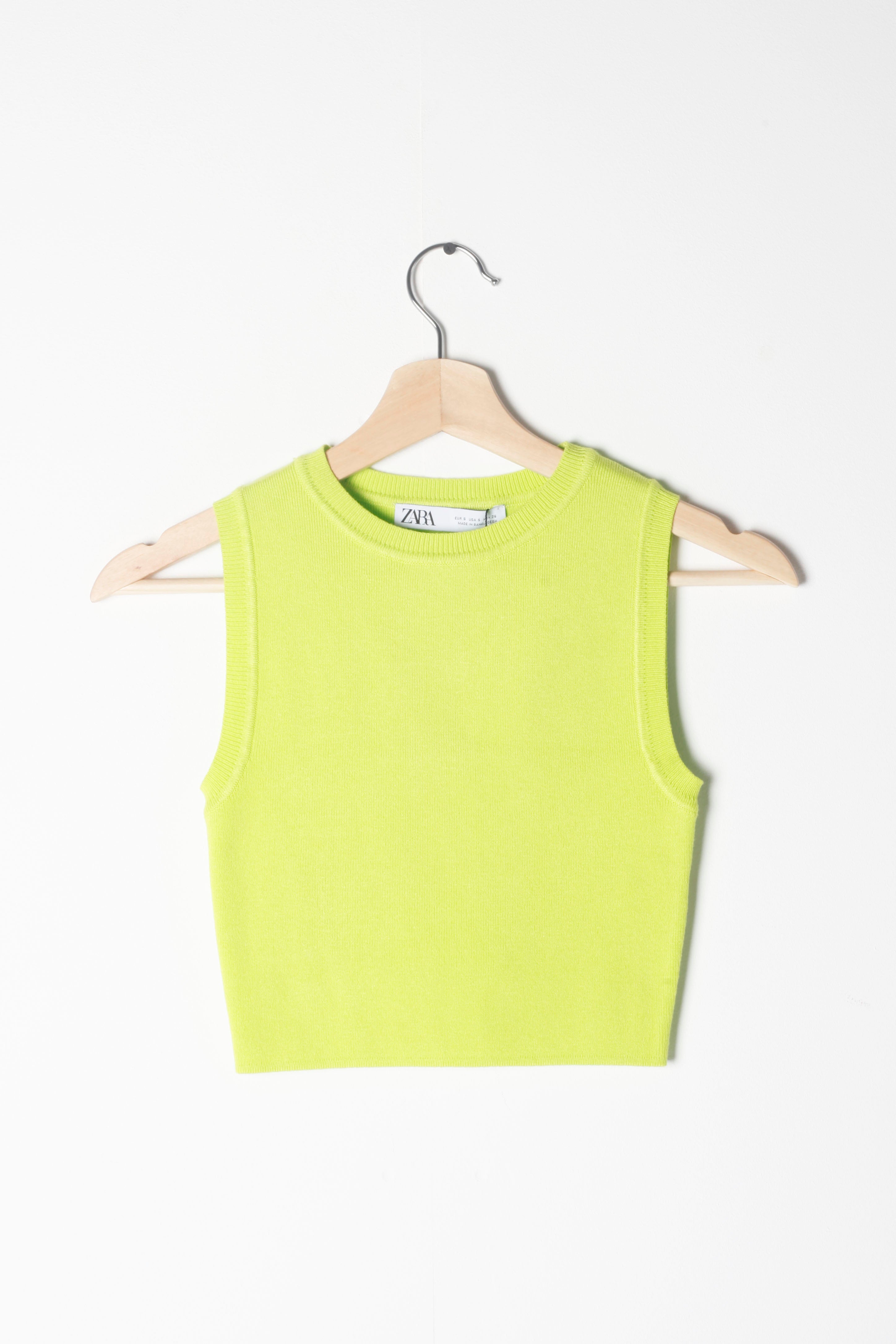 Lime Green Sleeveless Knit Tank Top