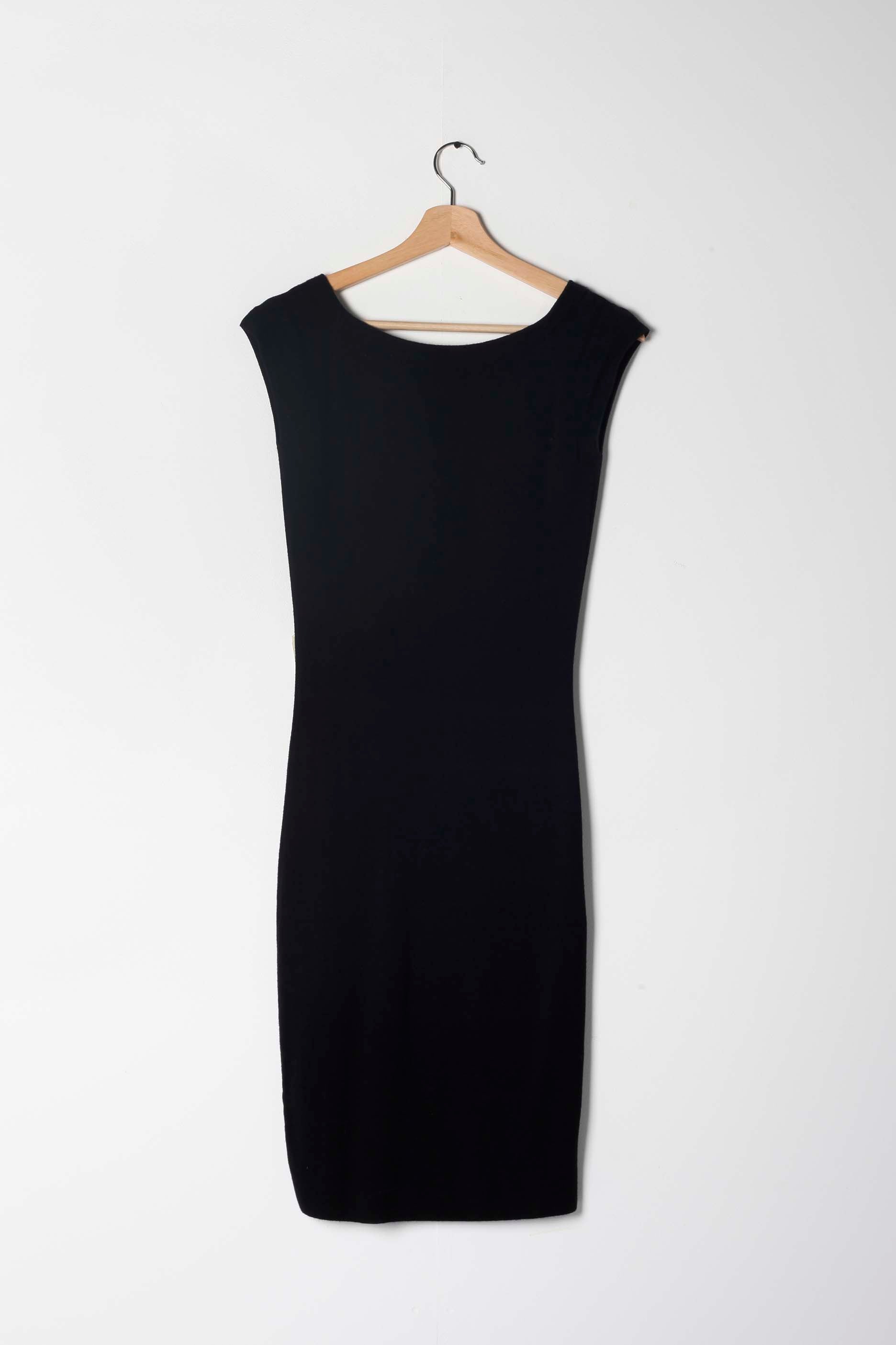 Knitted Black Body-con Dress with Peekaboo Back (Small)