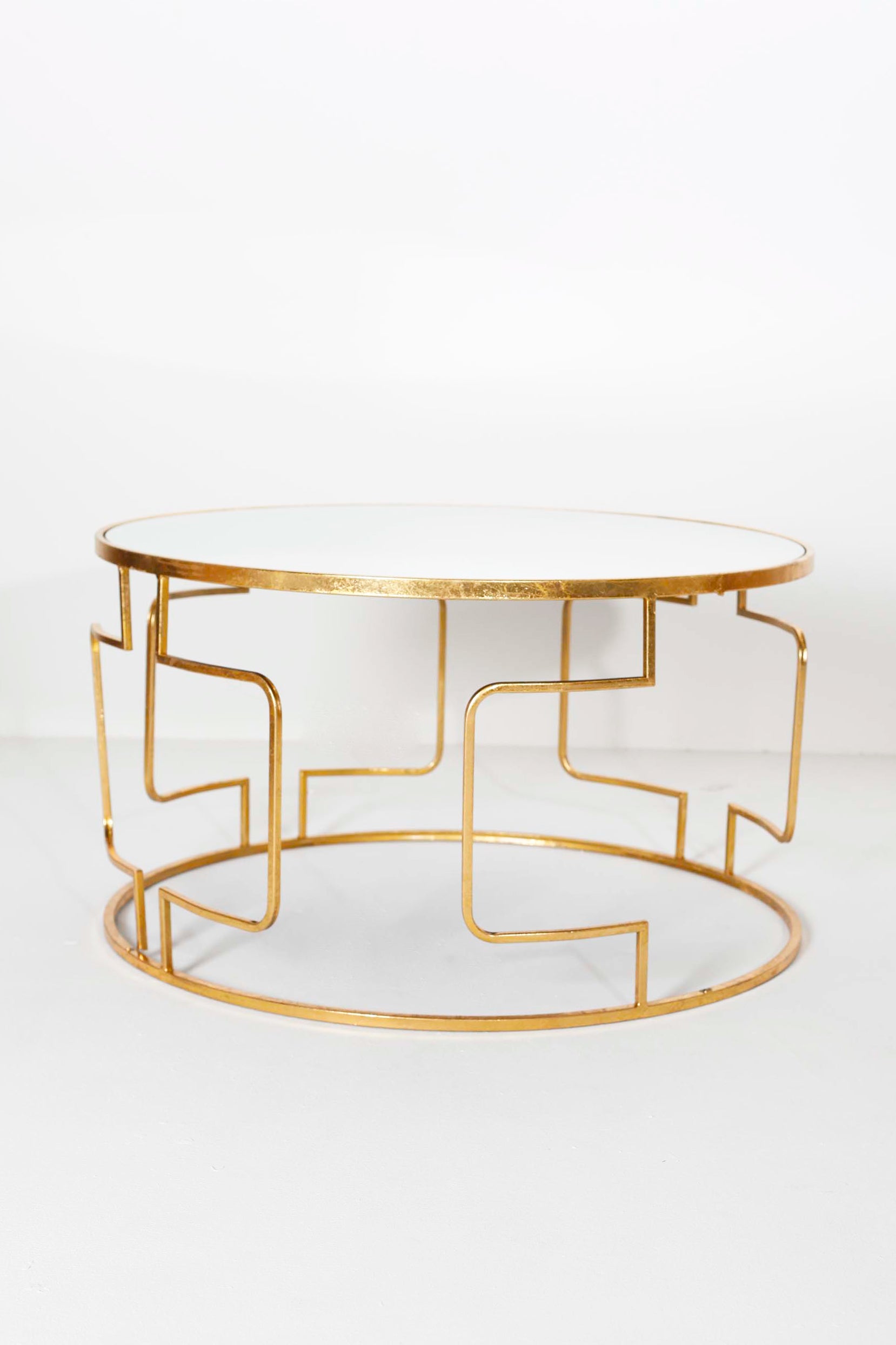 Gold Round Coffee Table with Marble Top