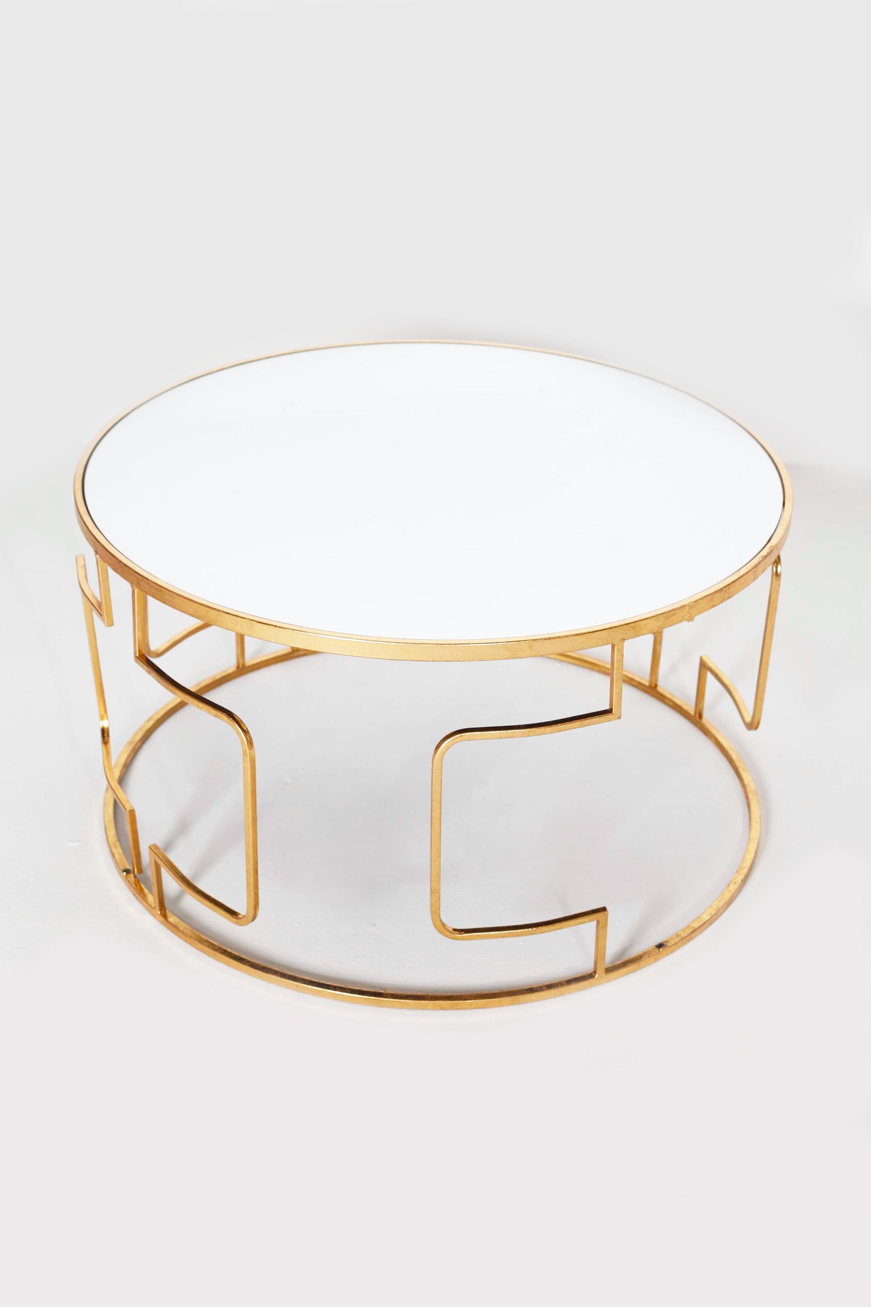 Gold Round Coffee Table with Marble Top