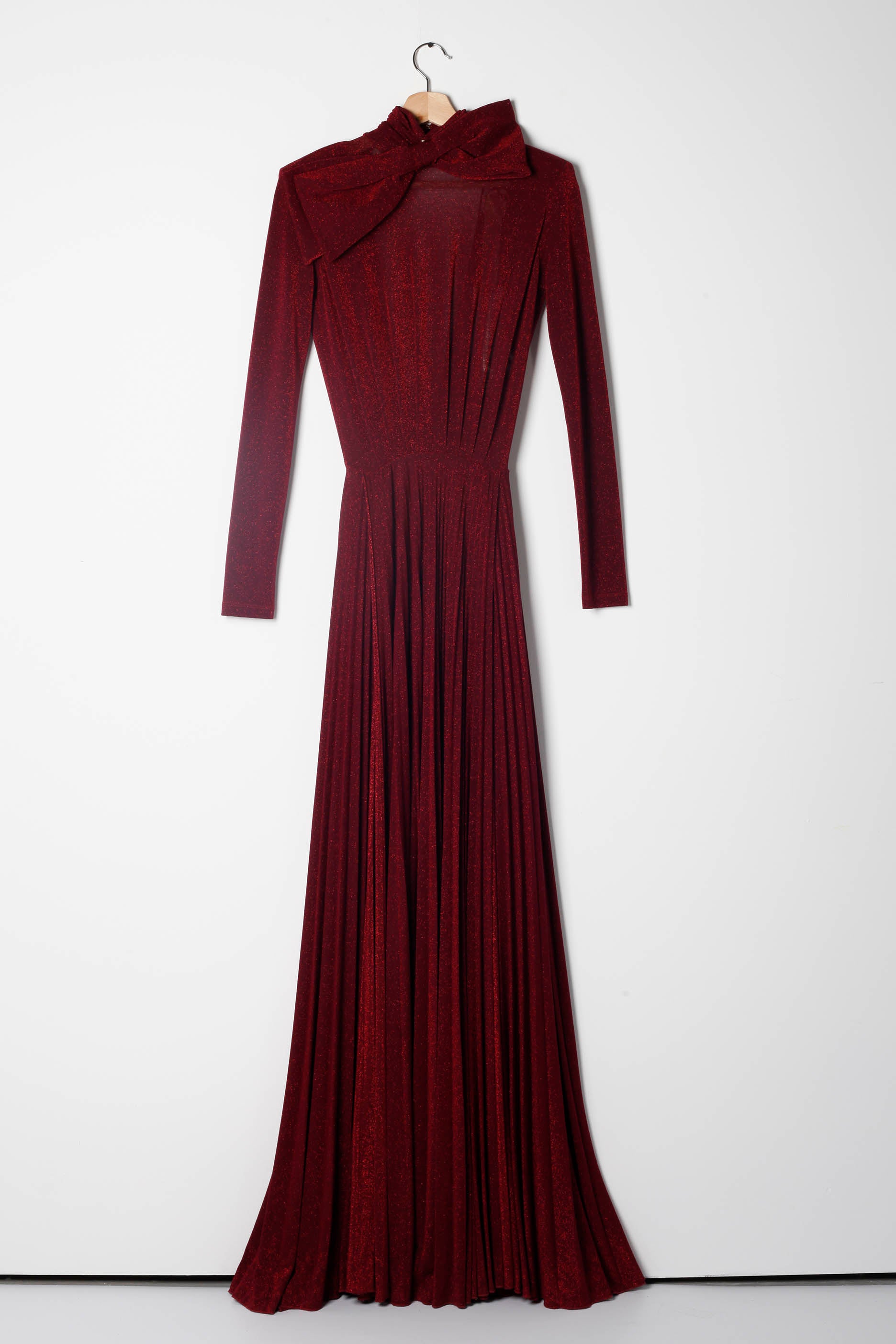 Floor-Length Red Lurex Gown