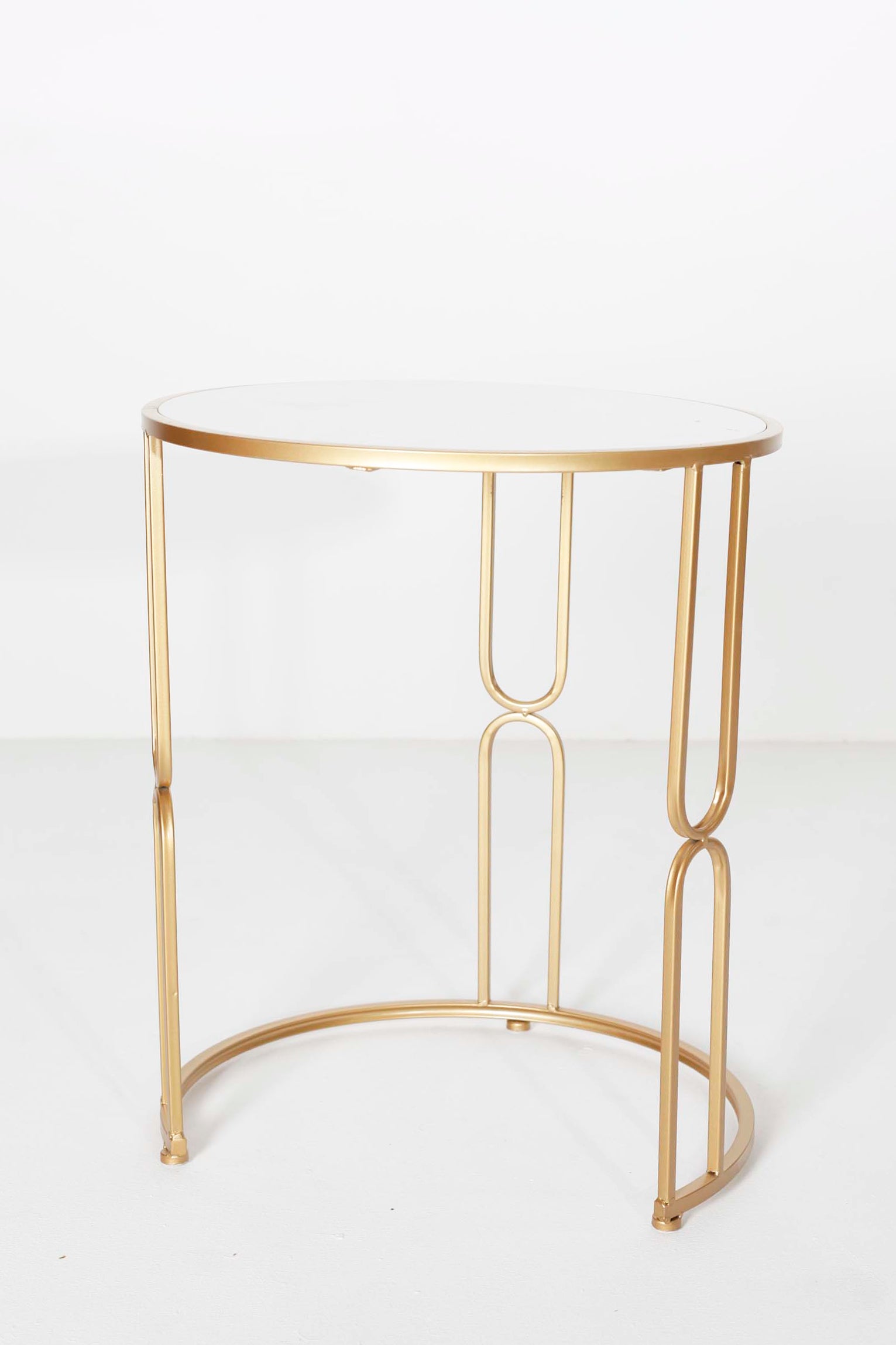Gold Side Table with Marble Top - Nest of 2