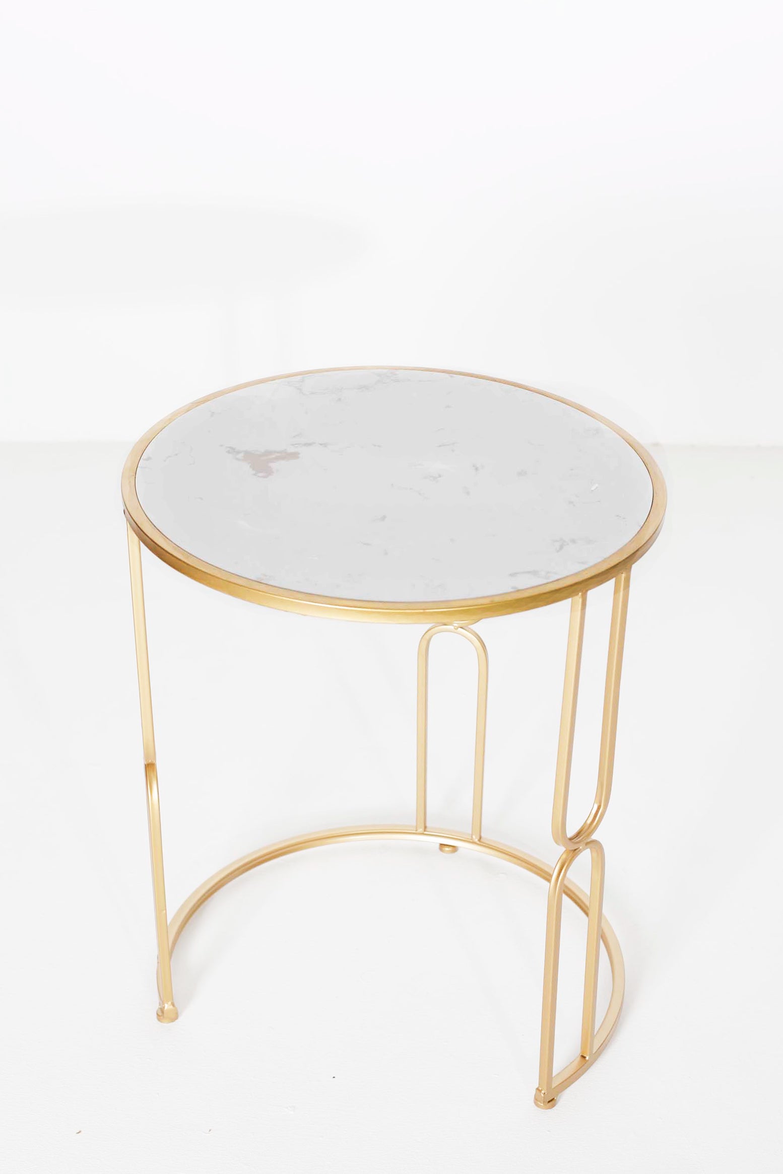 Gold Side Table with Marble Top - Nest of 2