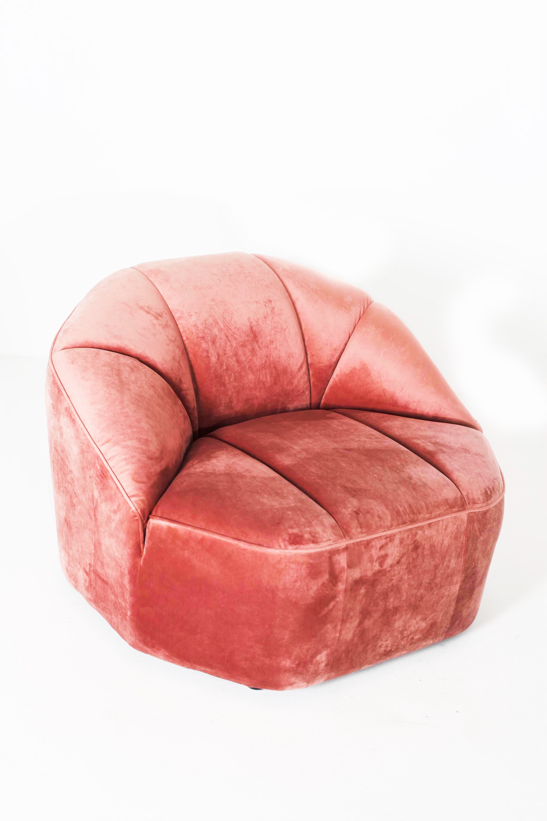 Designer Retro Blush Velvet Armchair (2 pieces available)