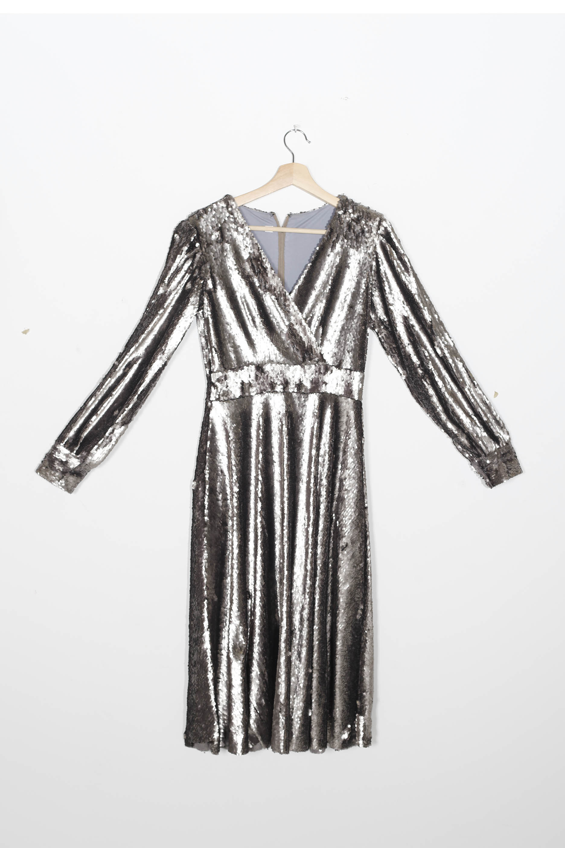 Silver Long-sleeve Sequin Dress (small)