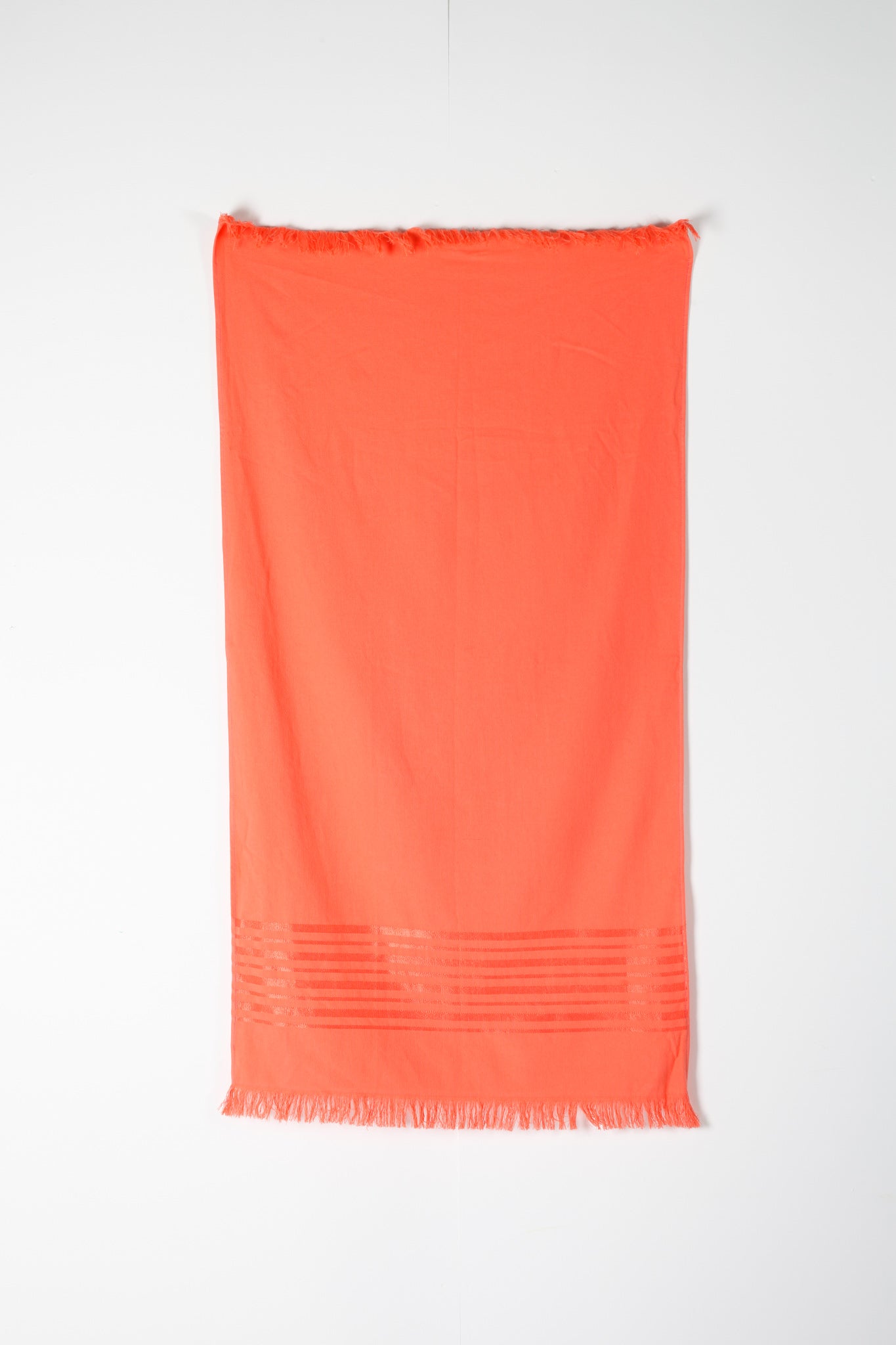 Orange Tasseled Towel with Subtle Stripe