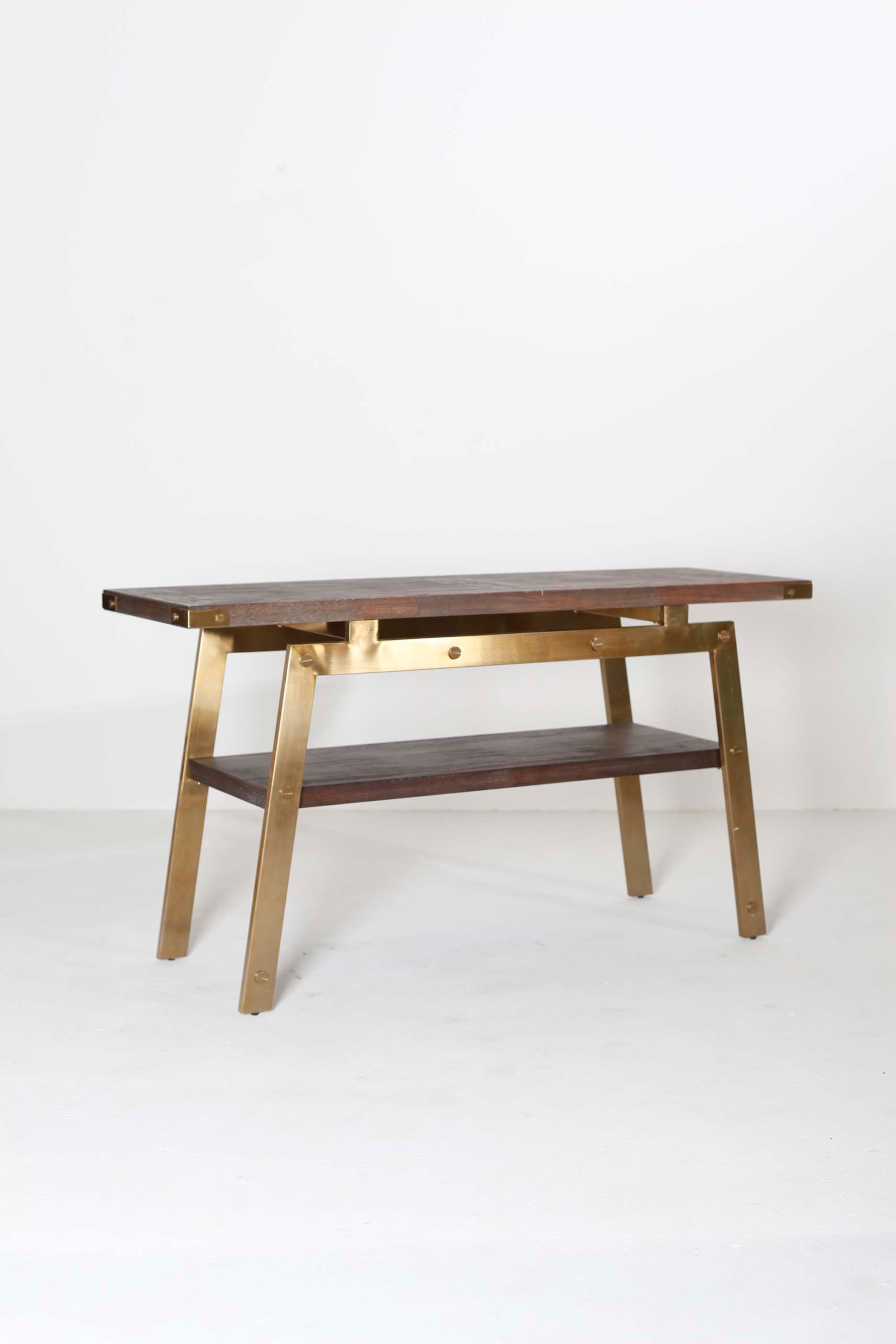 Wooden Side Table with Brass Legs