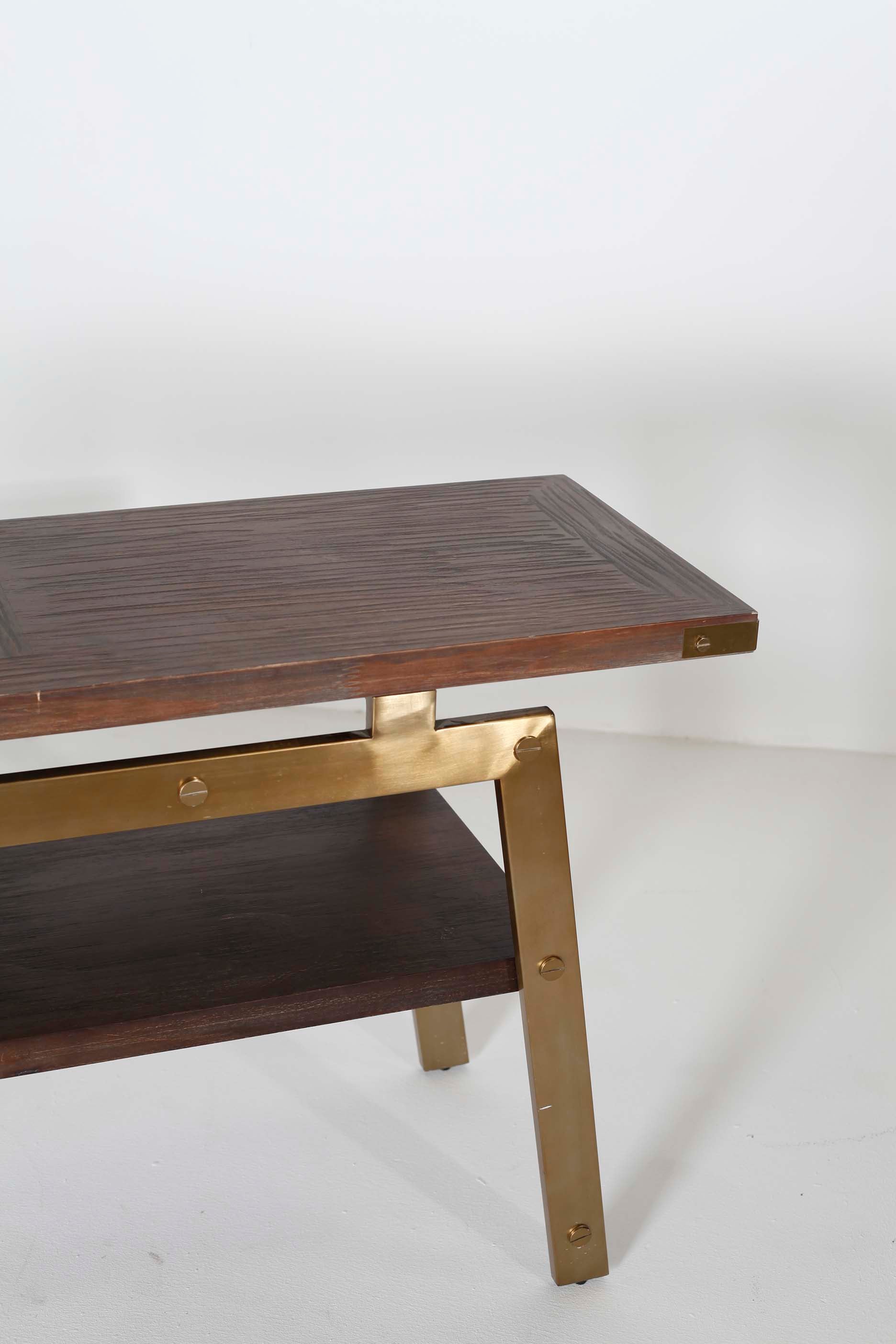 Wooden Side Table with Brass Legs