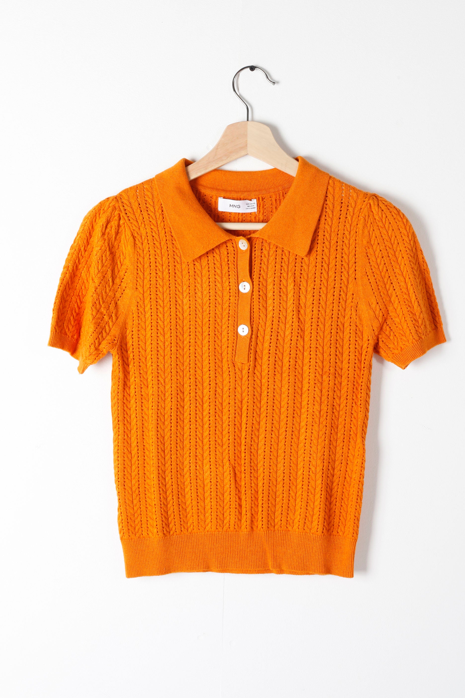Orange Knit Polo Top