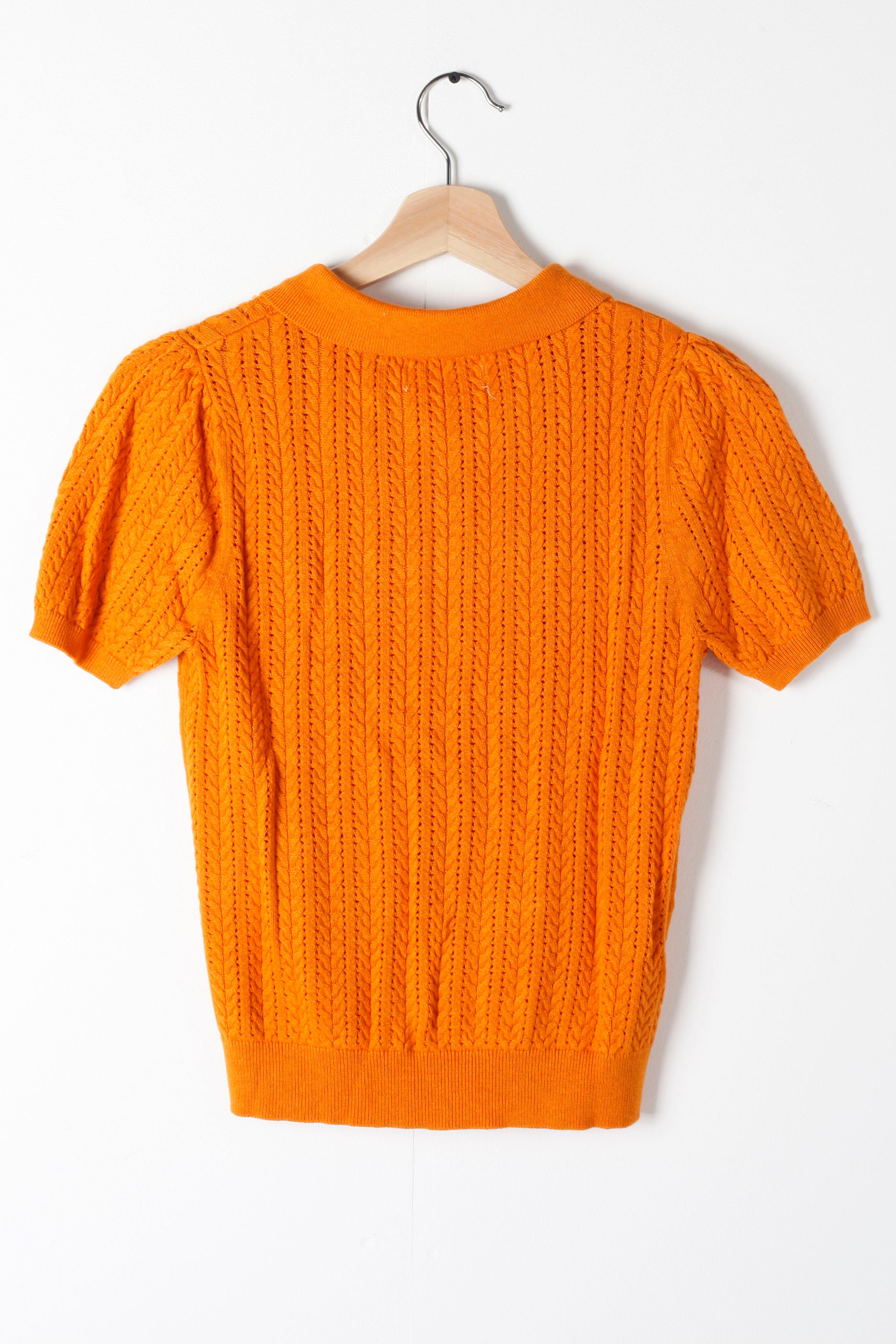Orange Knit Polo Top