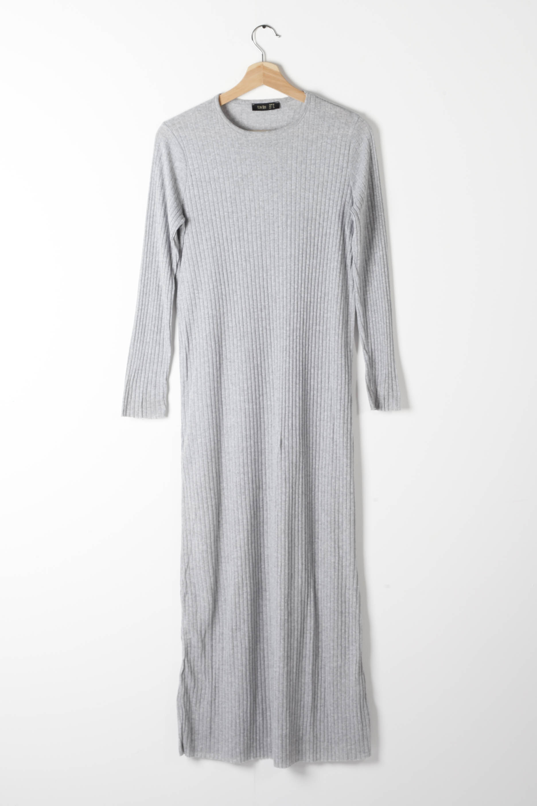 Long Grey Ribbed Dress (Medium)