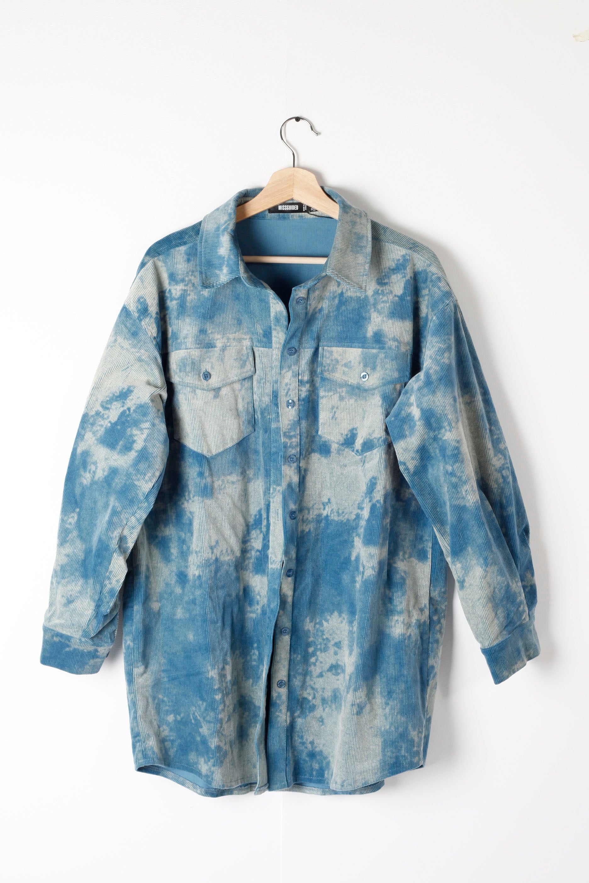 Blue Tie-Dye Cord Oversized Shirt