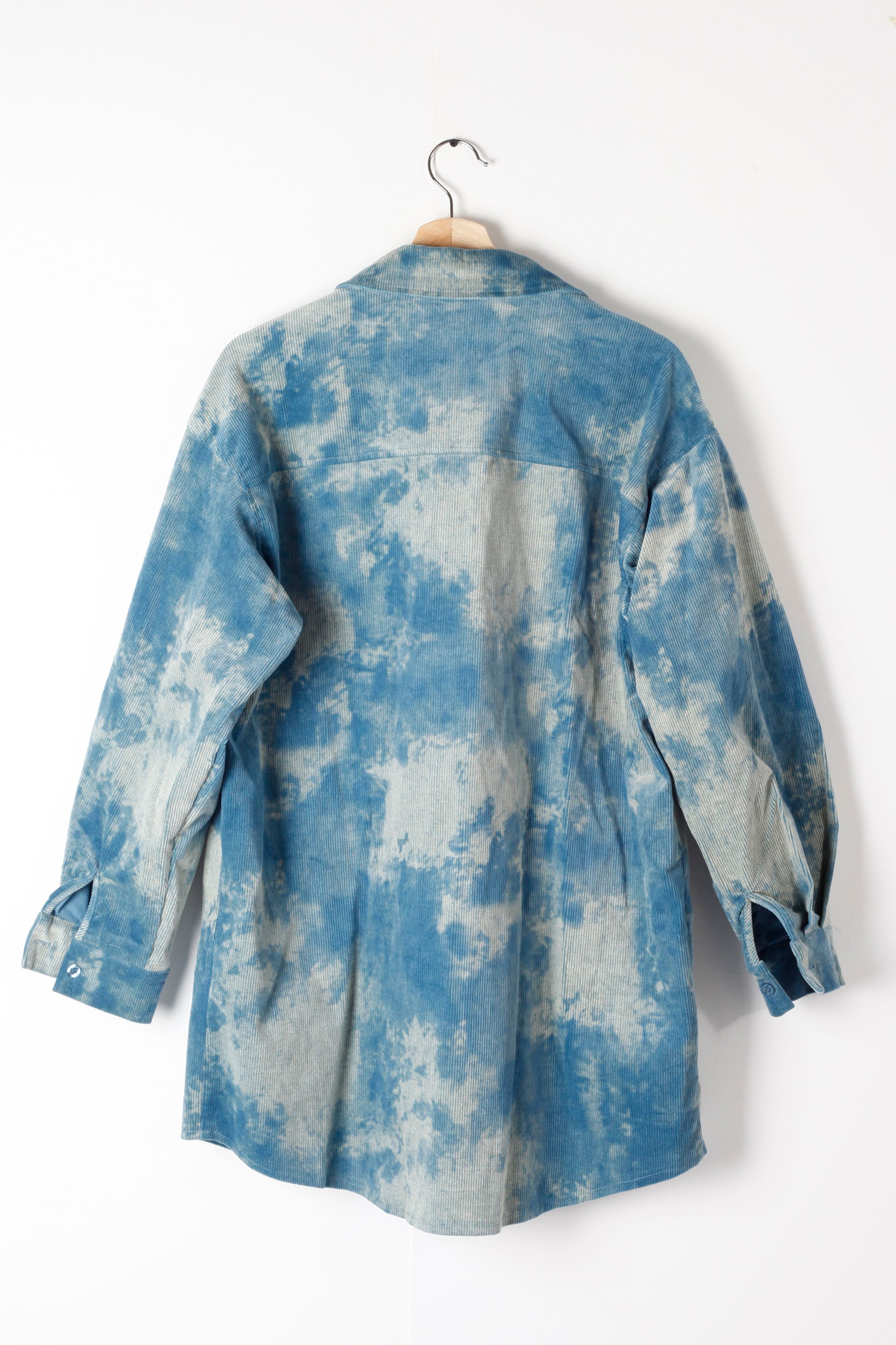 Blue Tie-Dye Cord Oversized Shirt