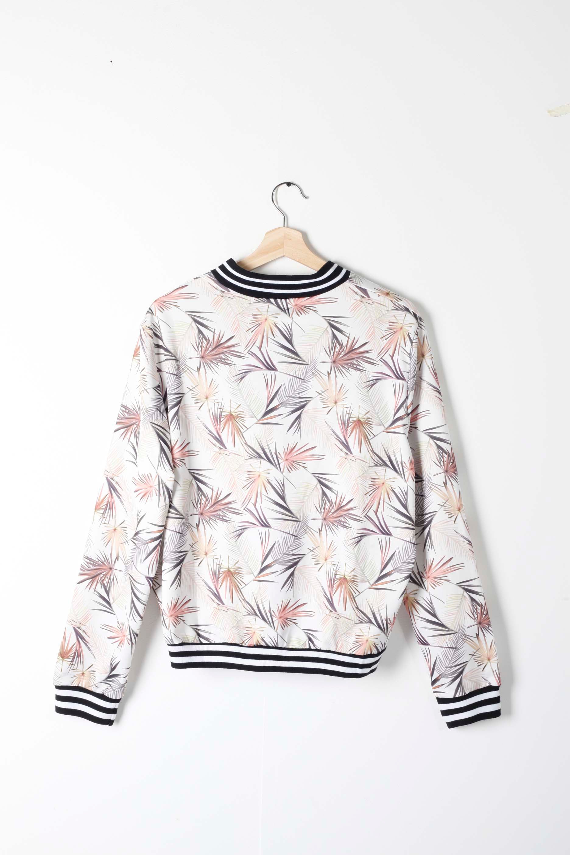 White Floral Bomber Jacket