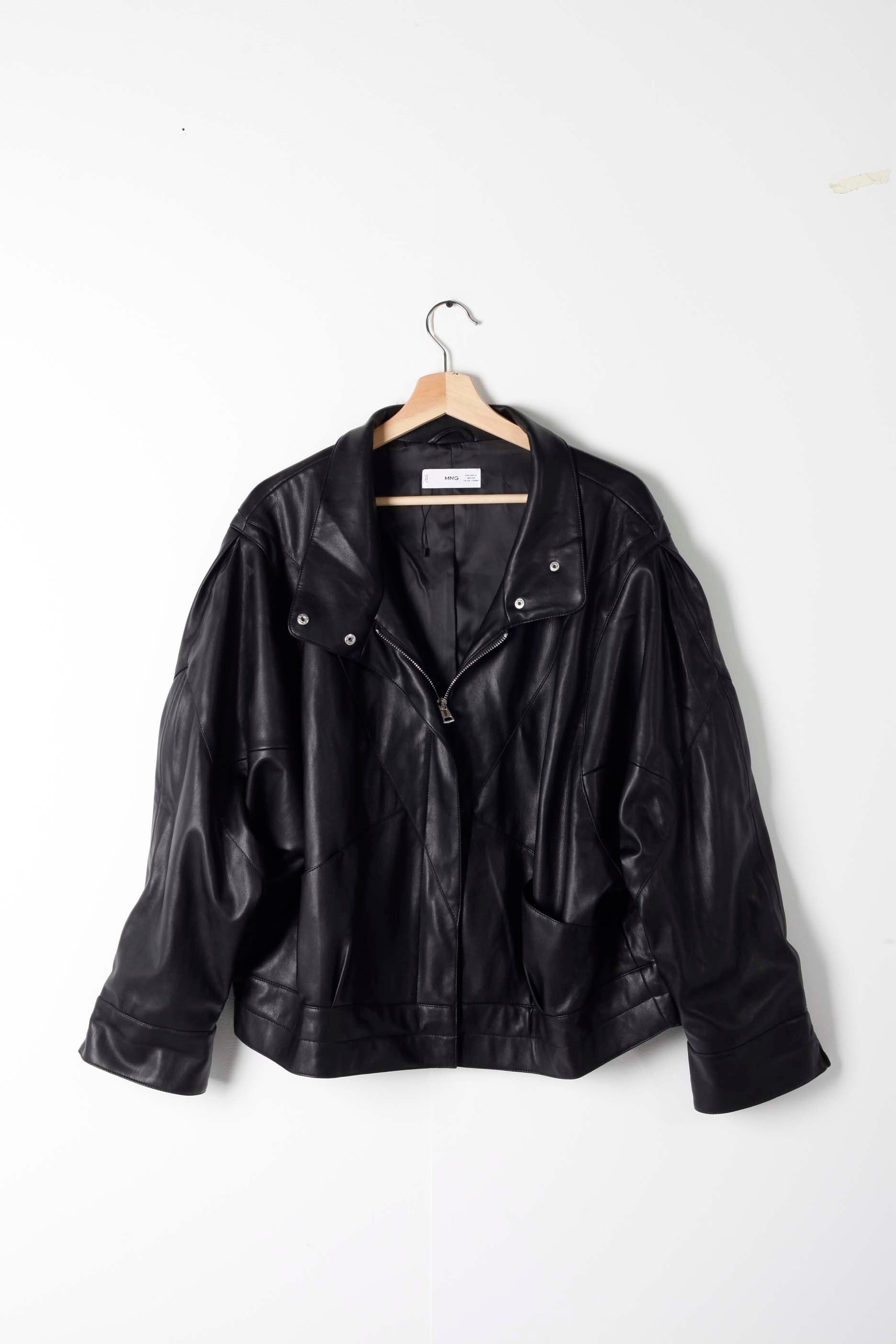 Womens Oversized Leather Biker Jacket