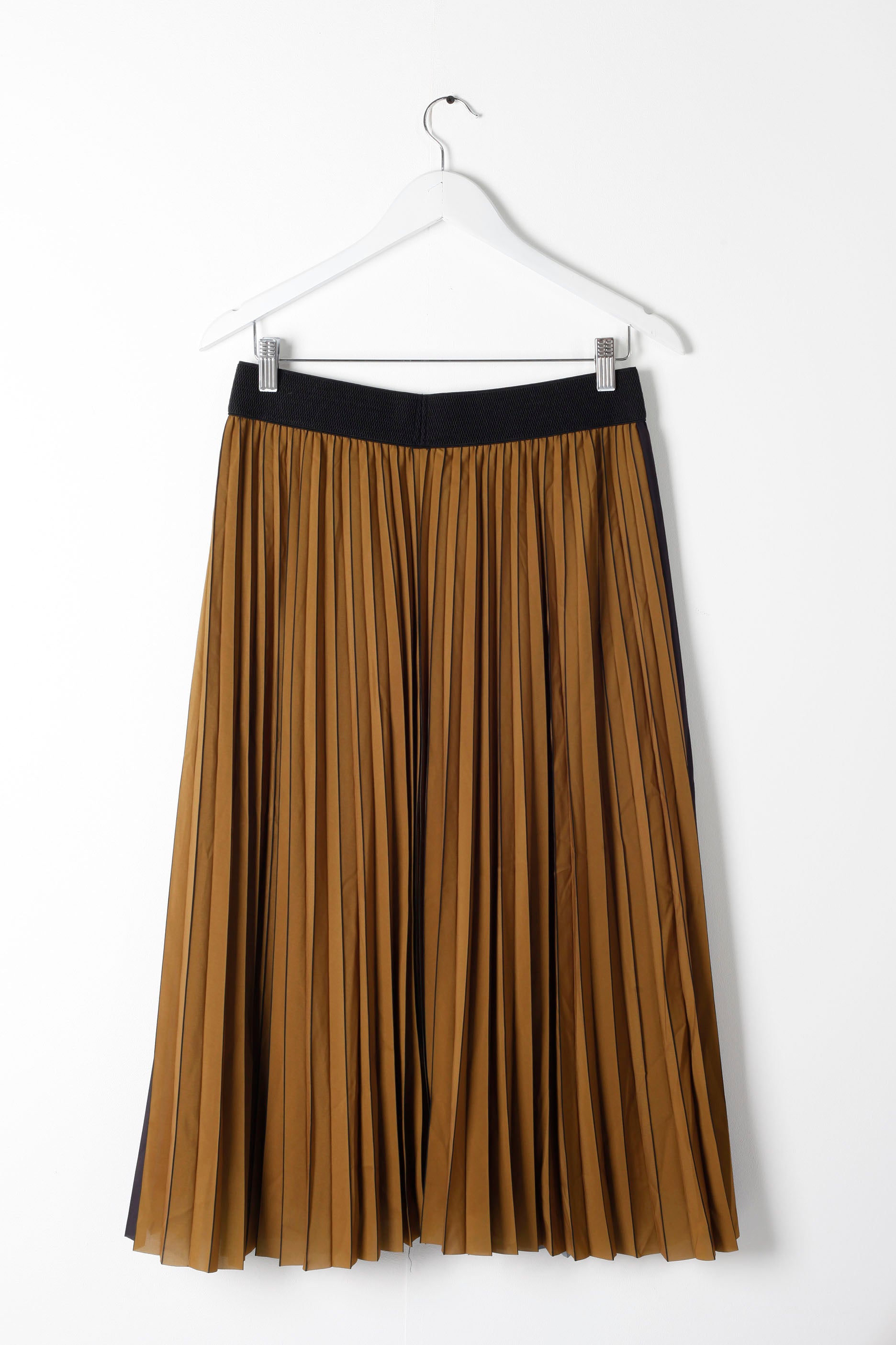 Black and Brown Pleated Midi Skirt