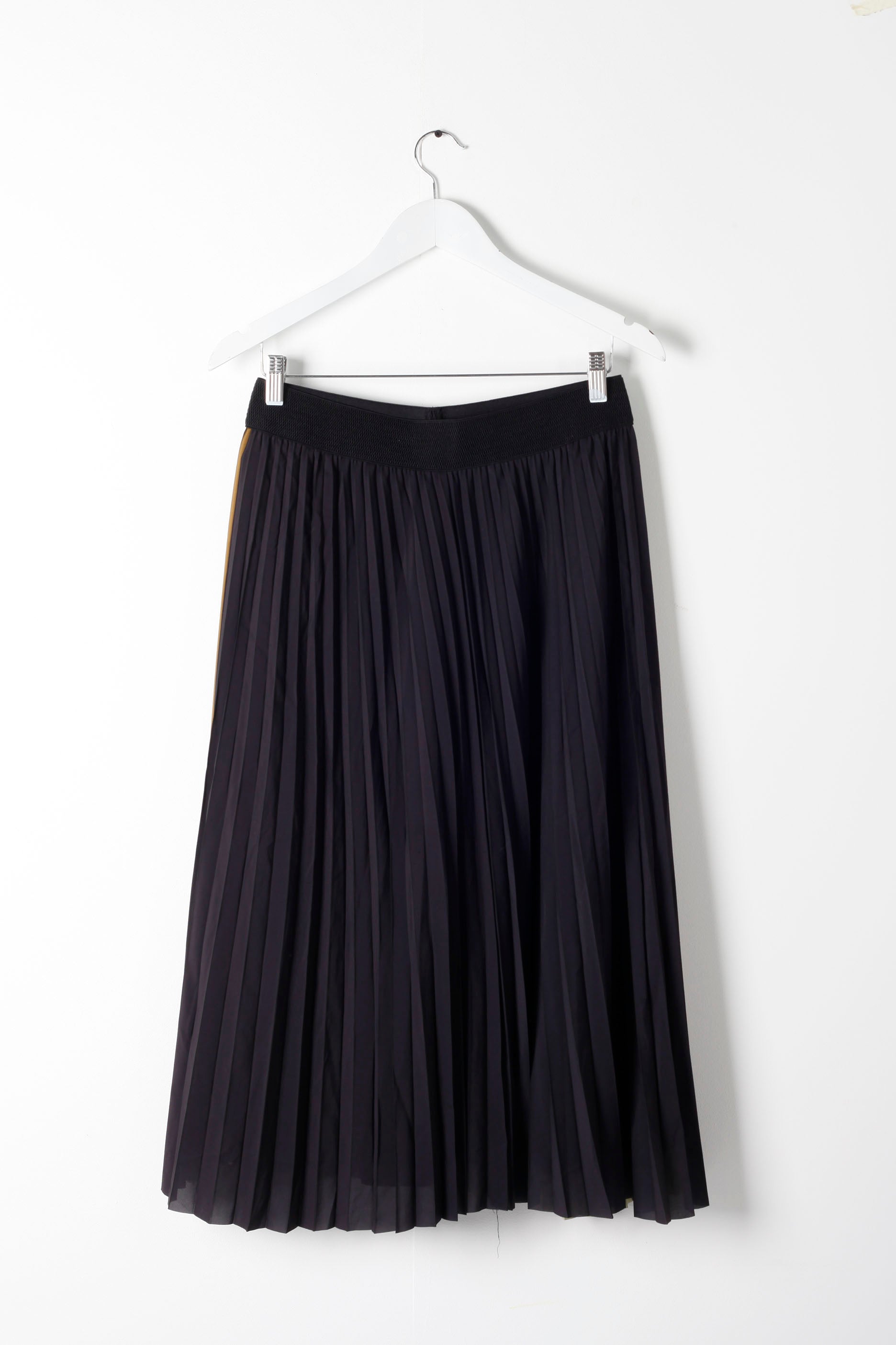 Black and Brown Pleated Midi Skirt