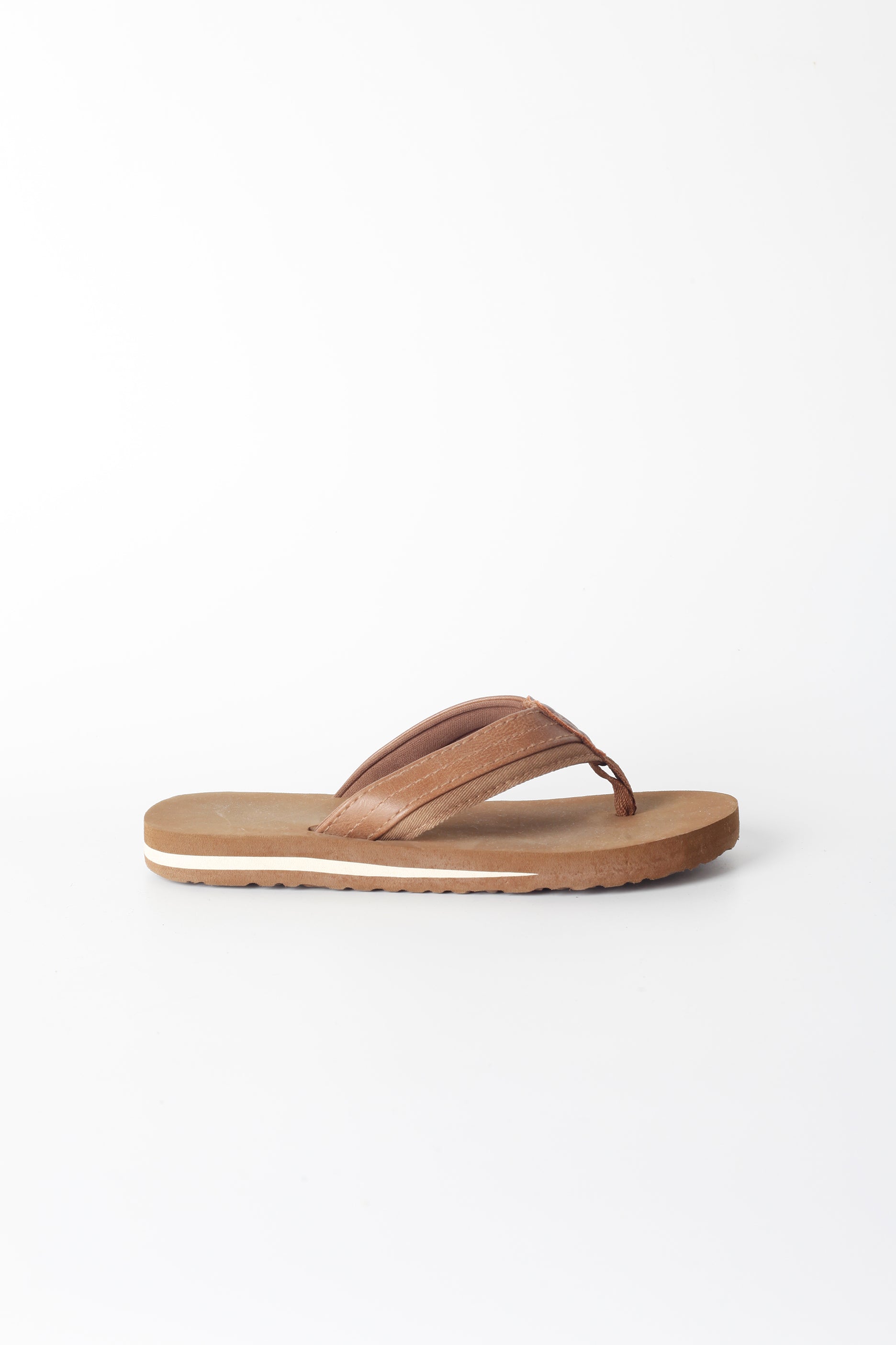 Kids Brown Canvas Flip Flops