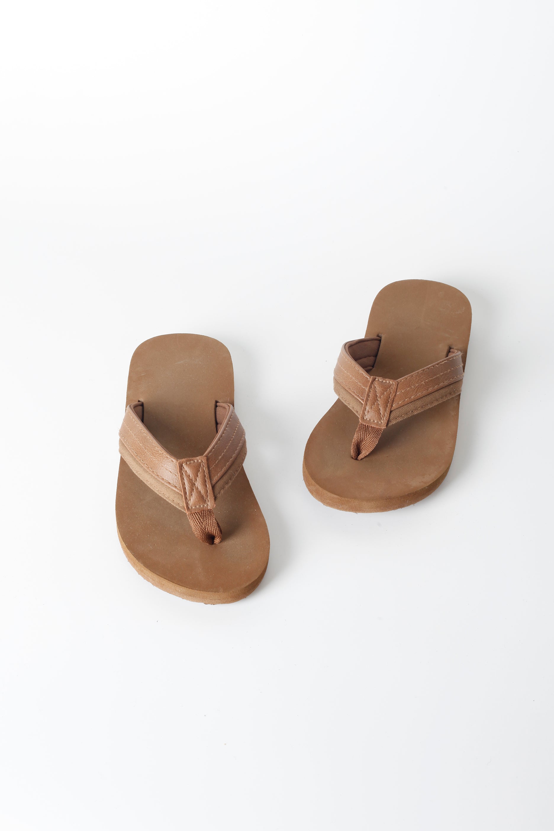 Kids Brown Canvas Flip Flops