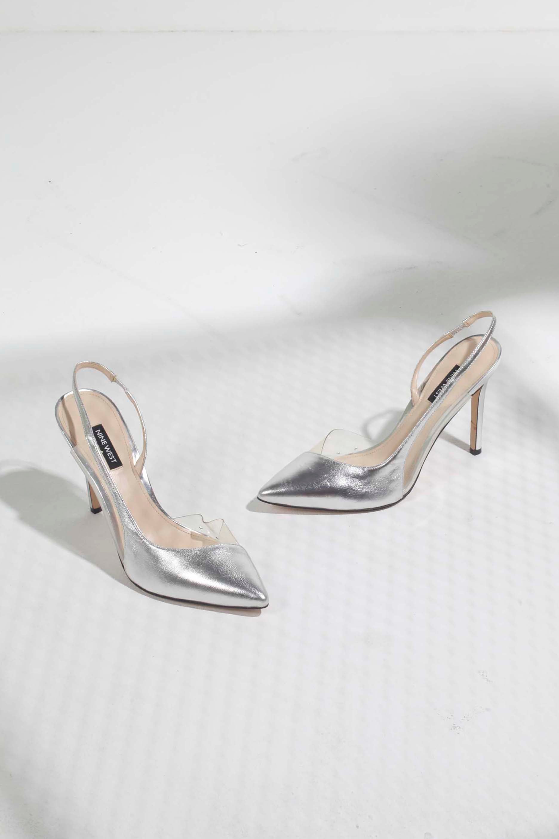 Silver & Perspex Point High Heels