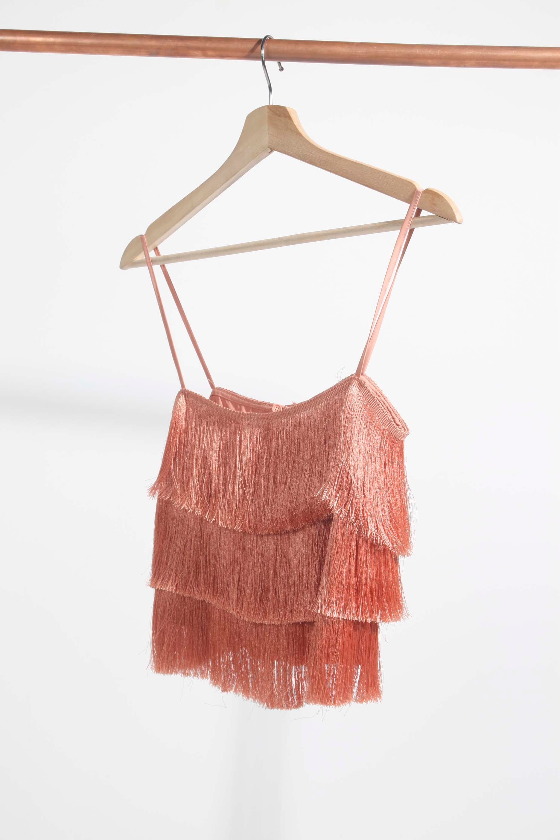 Salmon Pink Fringed Top