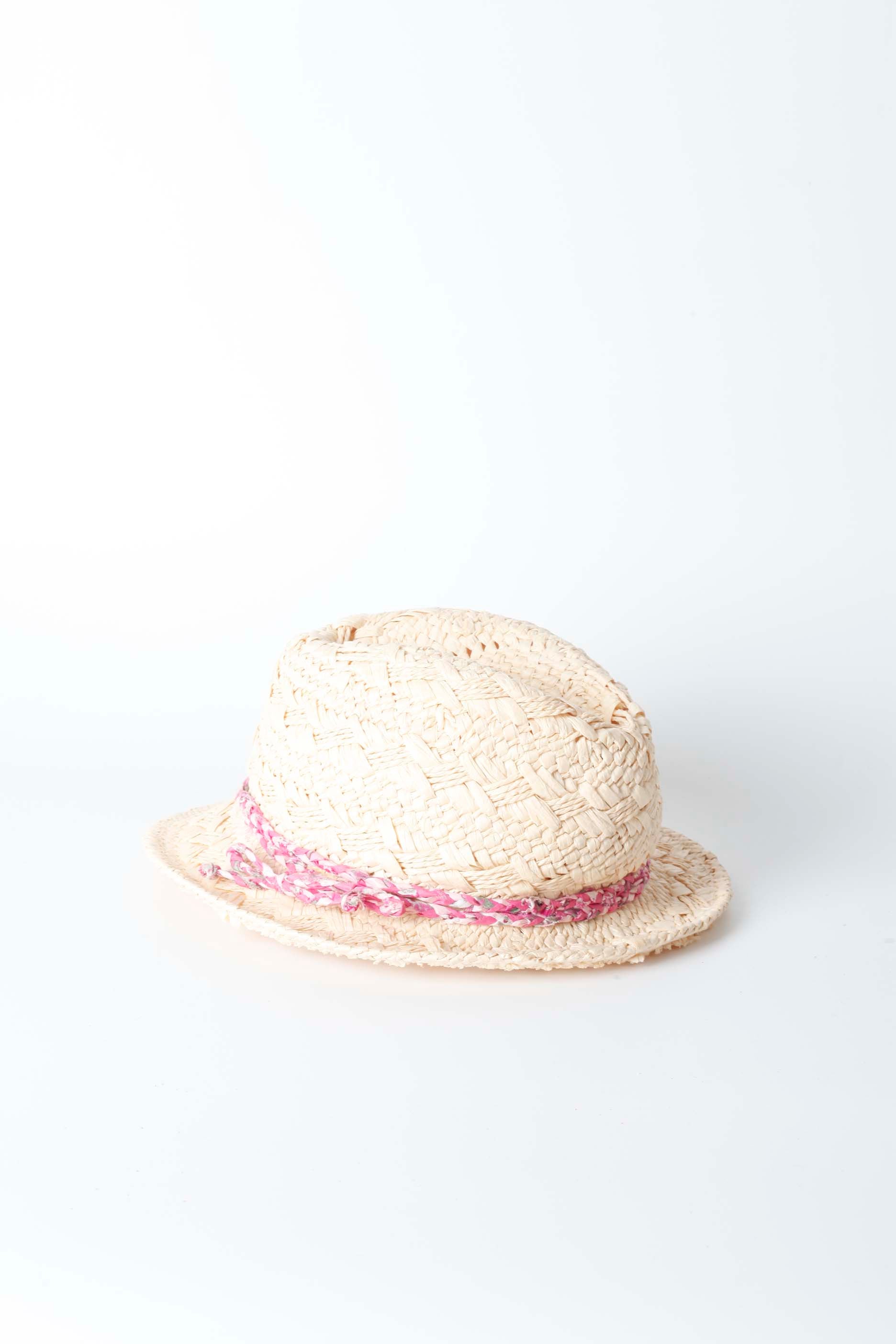 Girls Straw Hat with Pink Ribbon