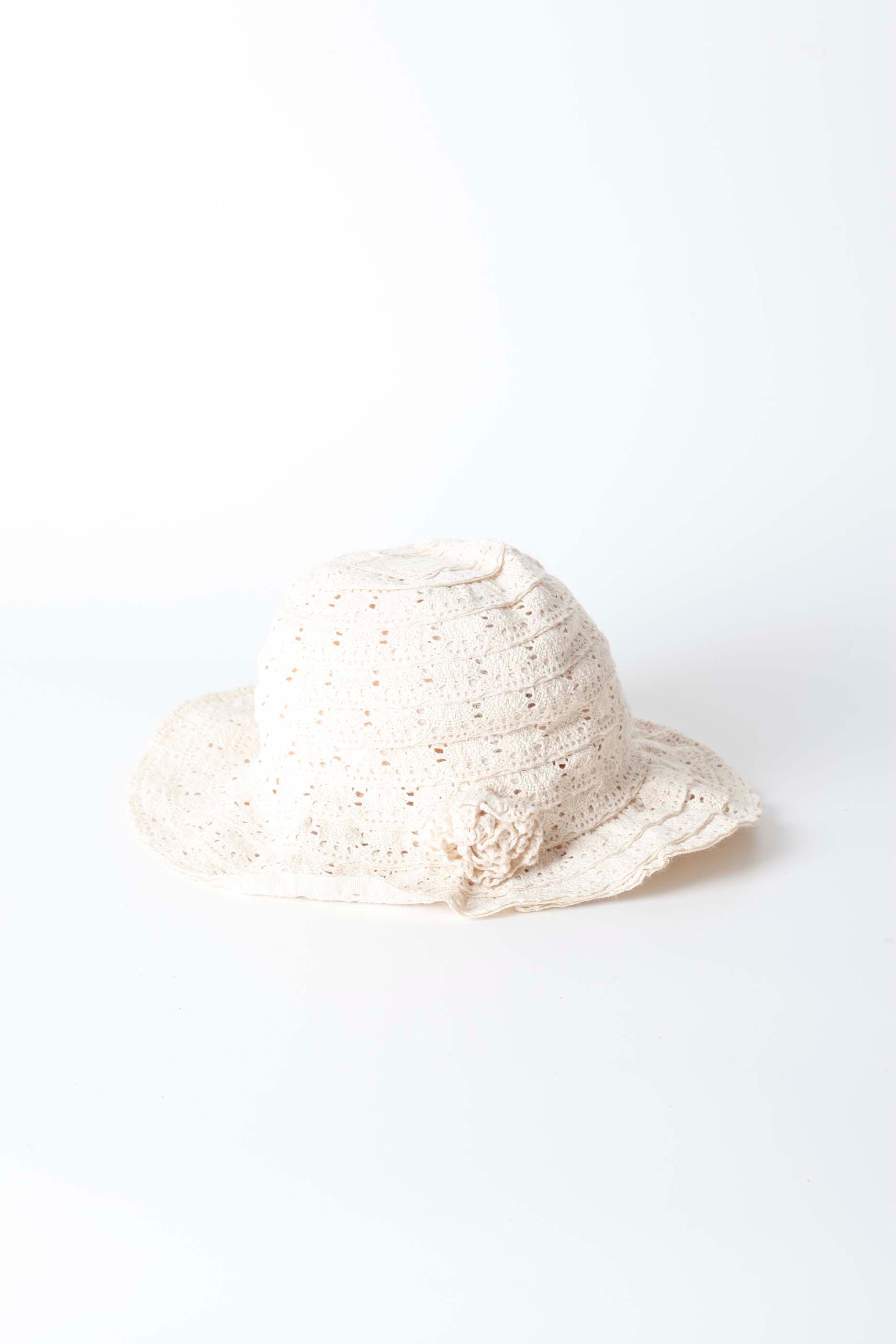 Girls Cream Broderie Hat