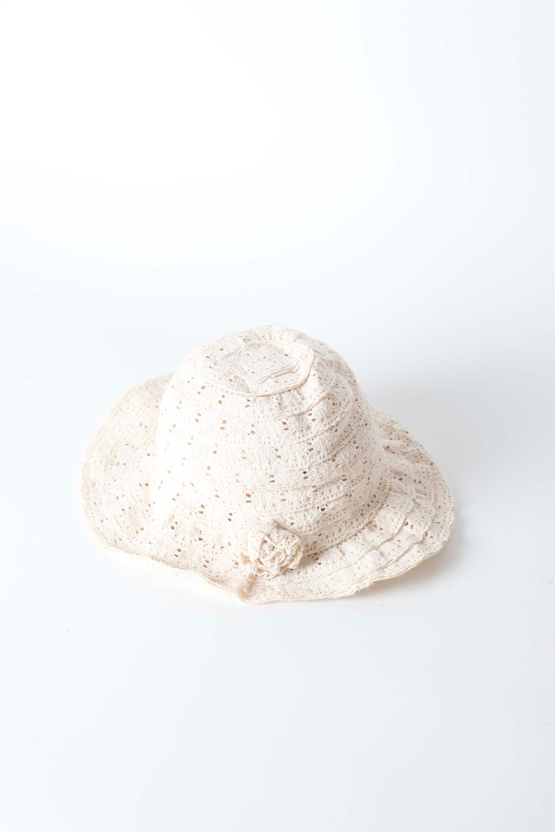 Girls Cream Broderie Hat