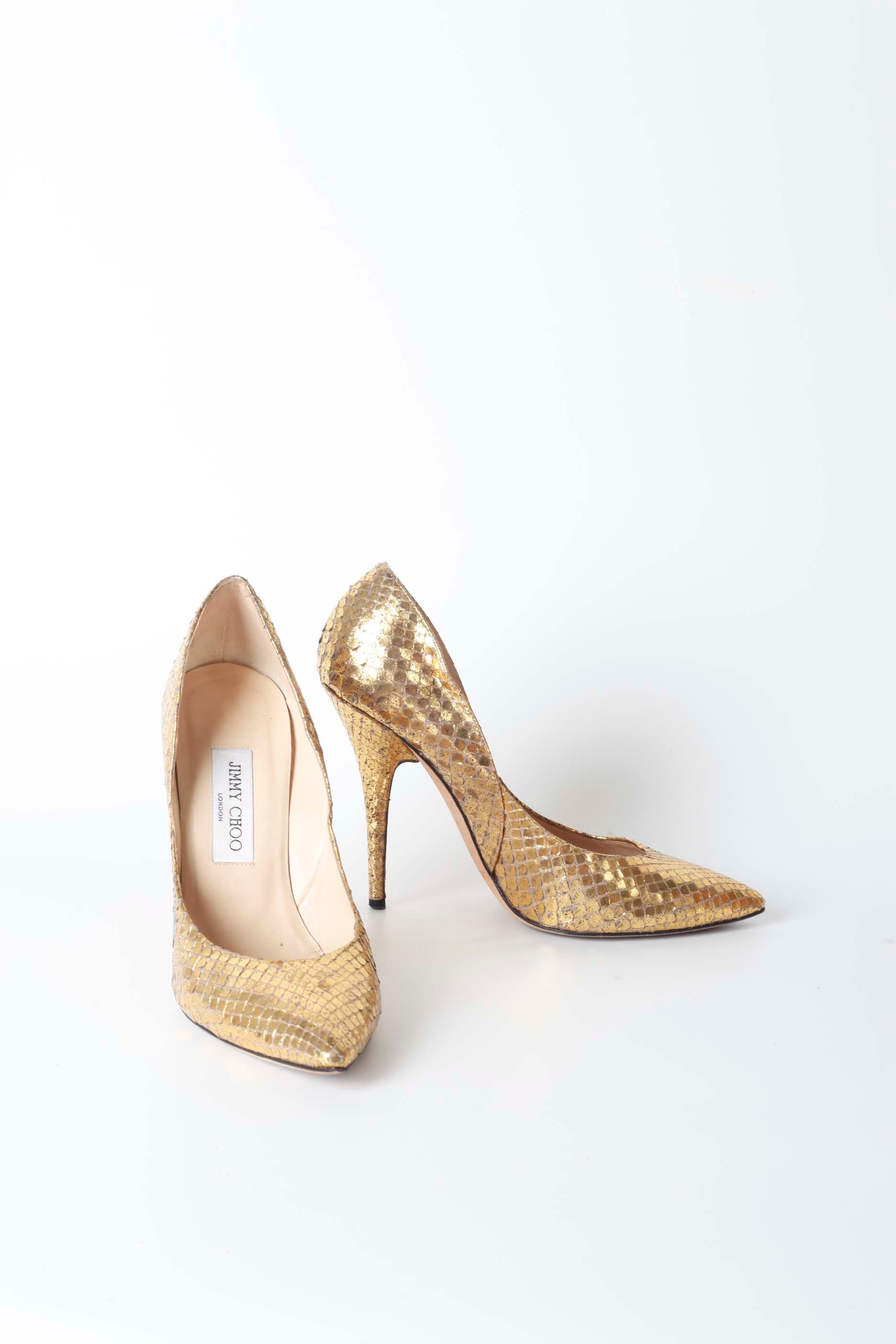 Gold Snakeskin Jimmy Choo High Heels