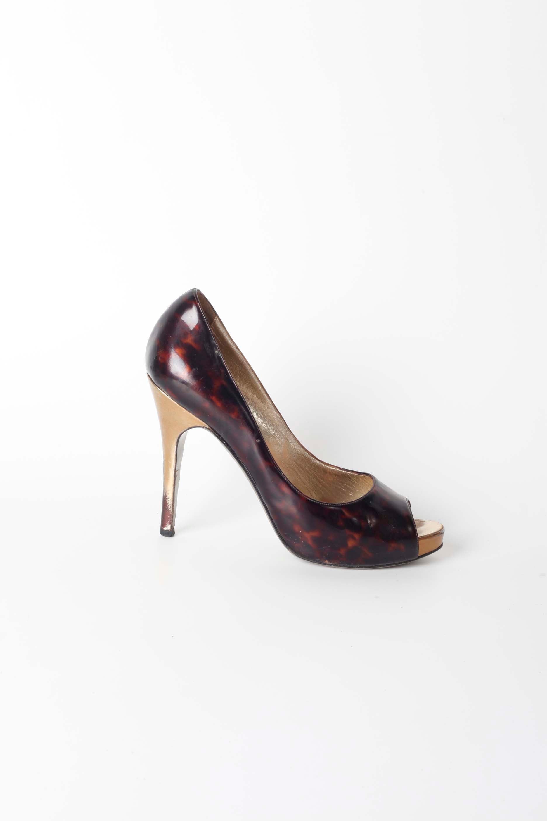 Tortoiseshell Peep-Toe High Heels