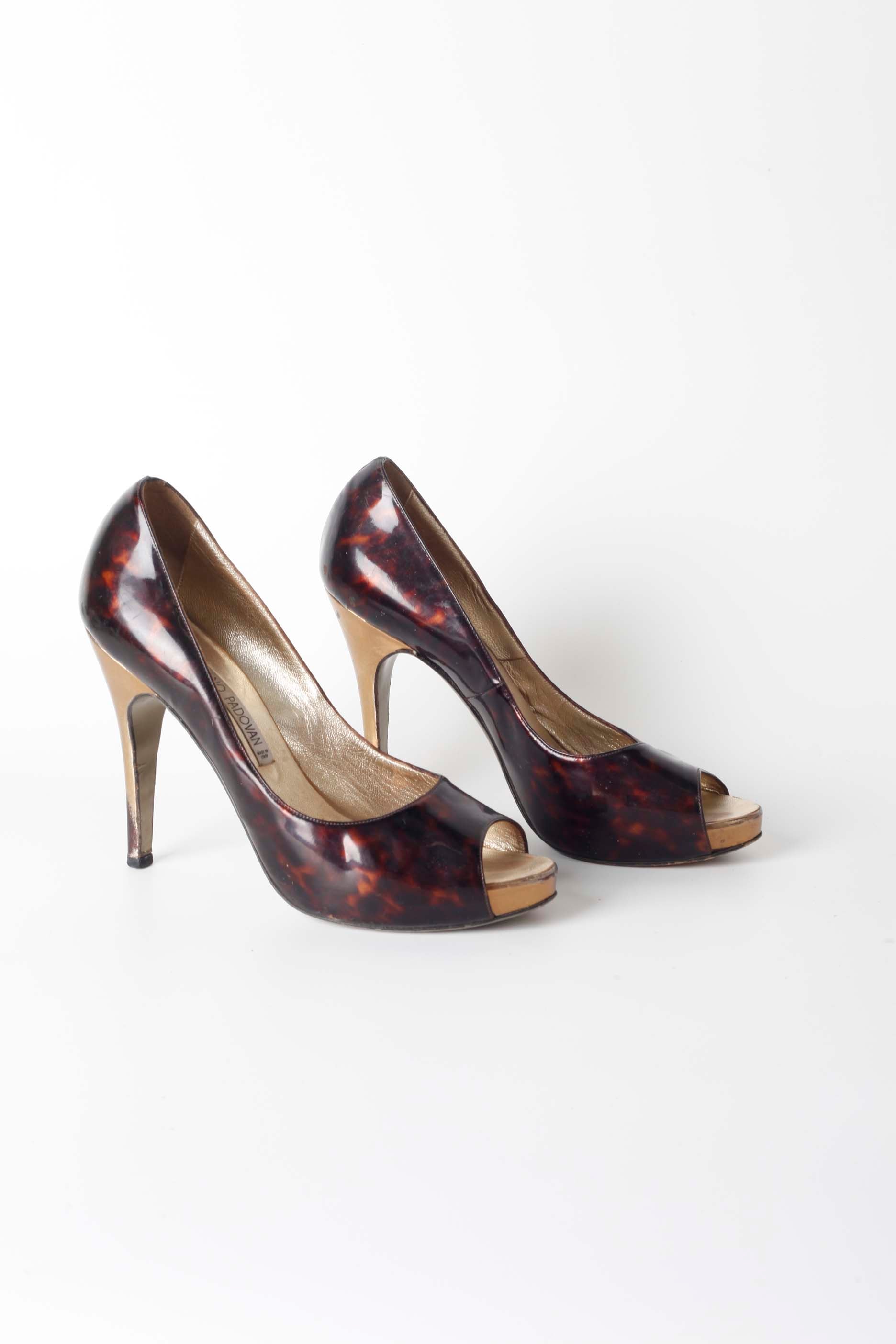 Tortoiseshell Peep-Toe High Heels