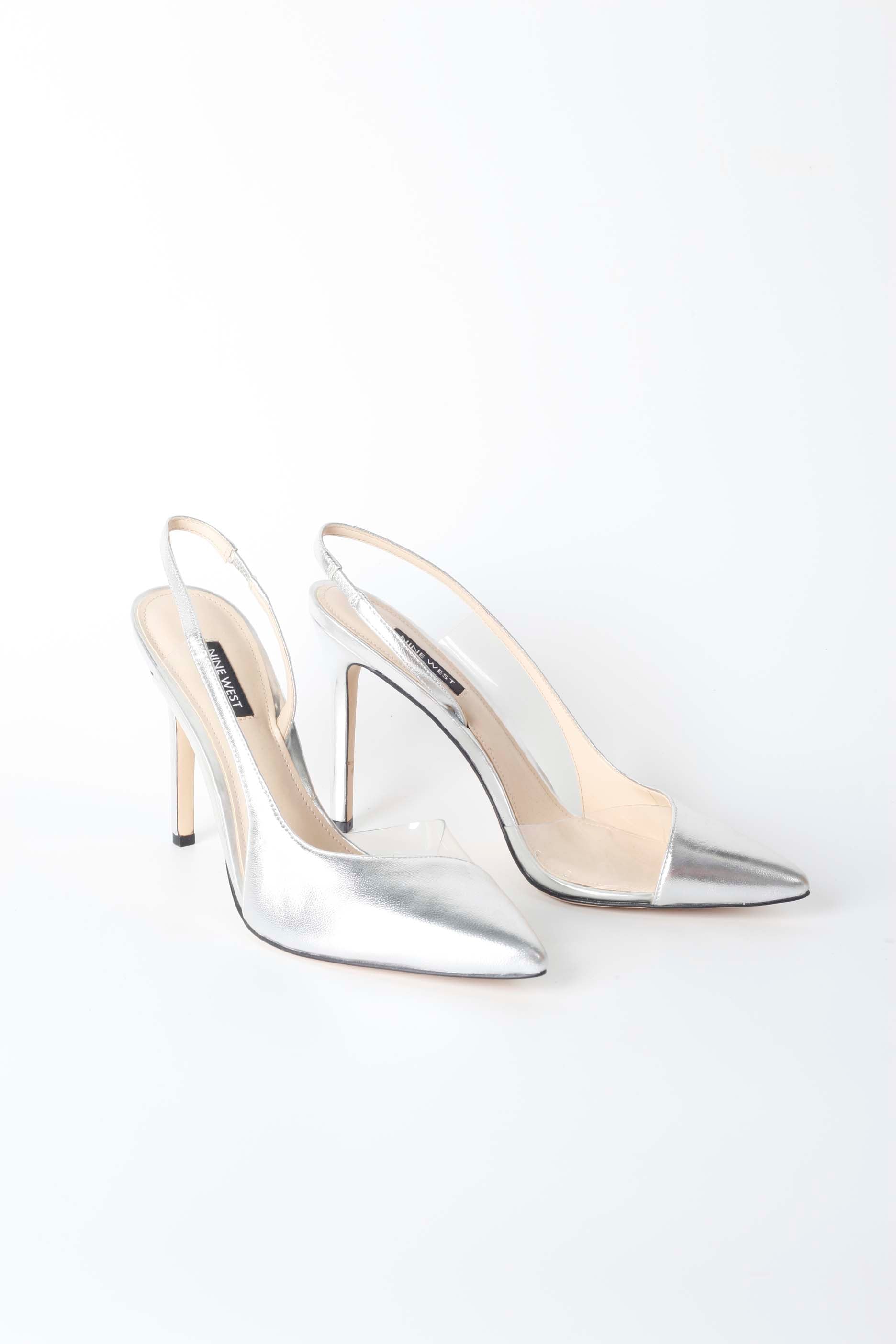Silver & Perspex Point High Heels