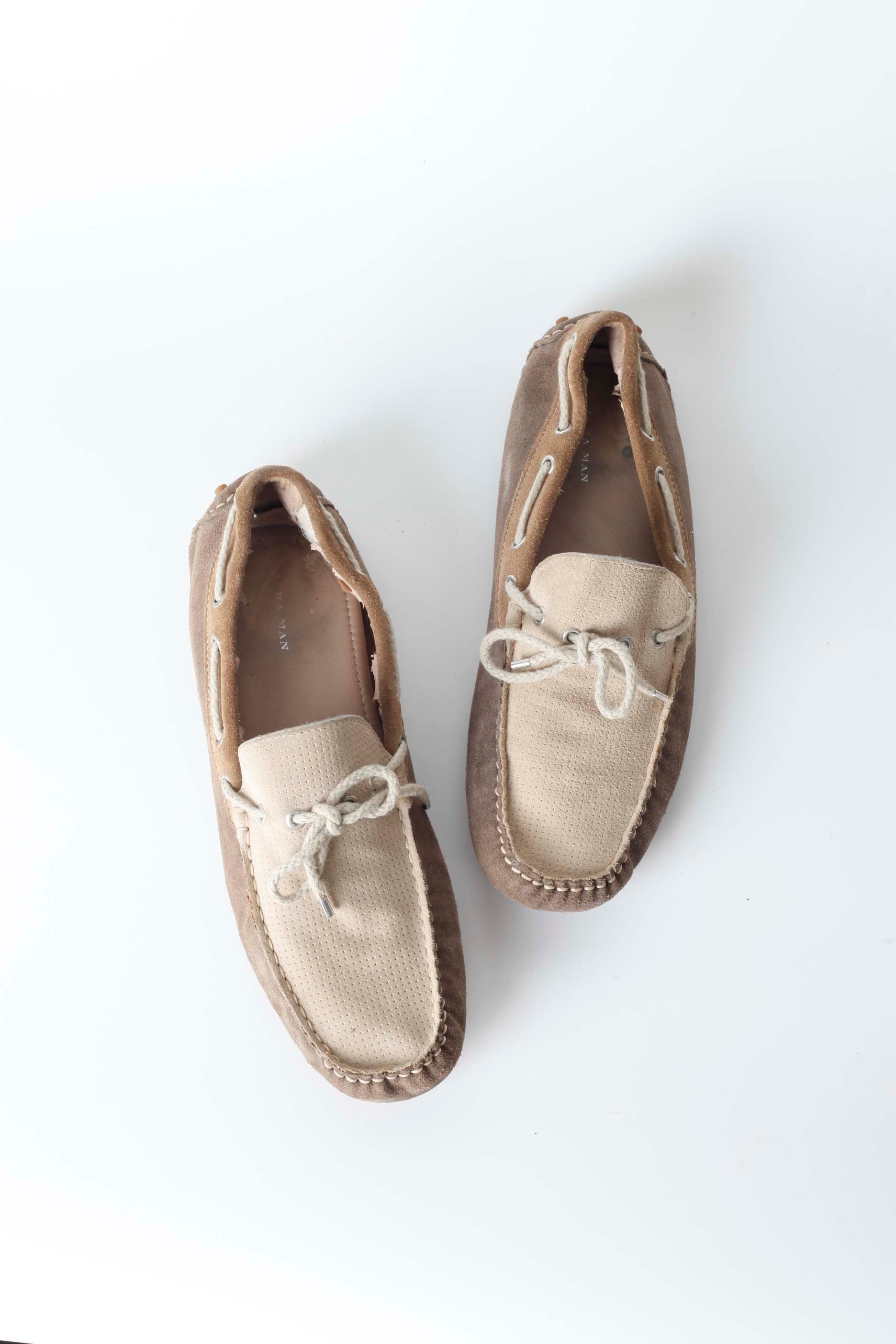 Mens Greige Suede Loafers